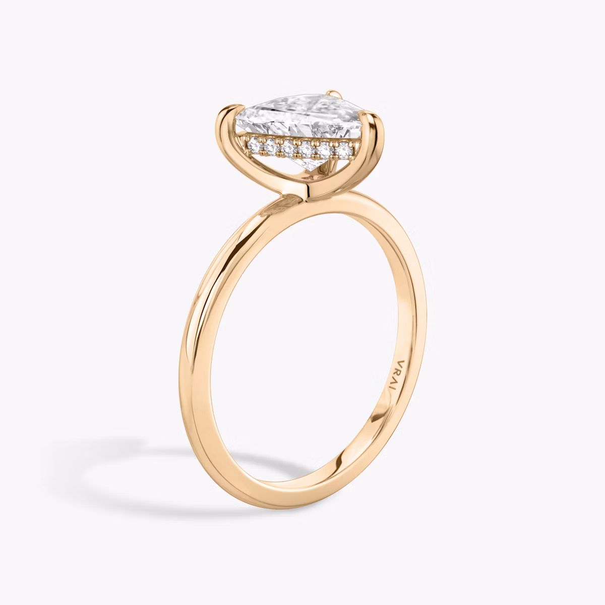 The Classic Hidden Halo | Trillion | 14k | Rose Gold | bandAccent: Plain | bandWidth: standard | prongStyle: Plain | diamondOrientation: vertical | caratWeight: other