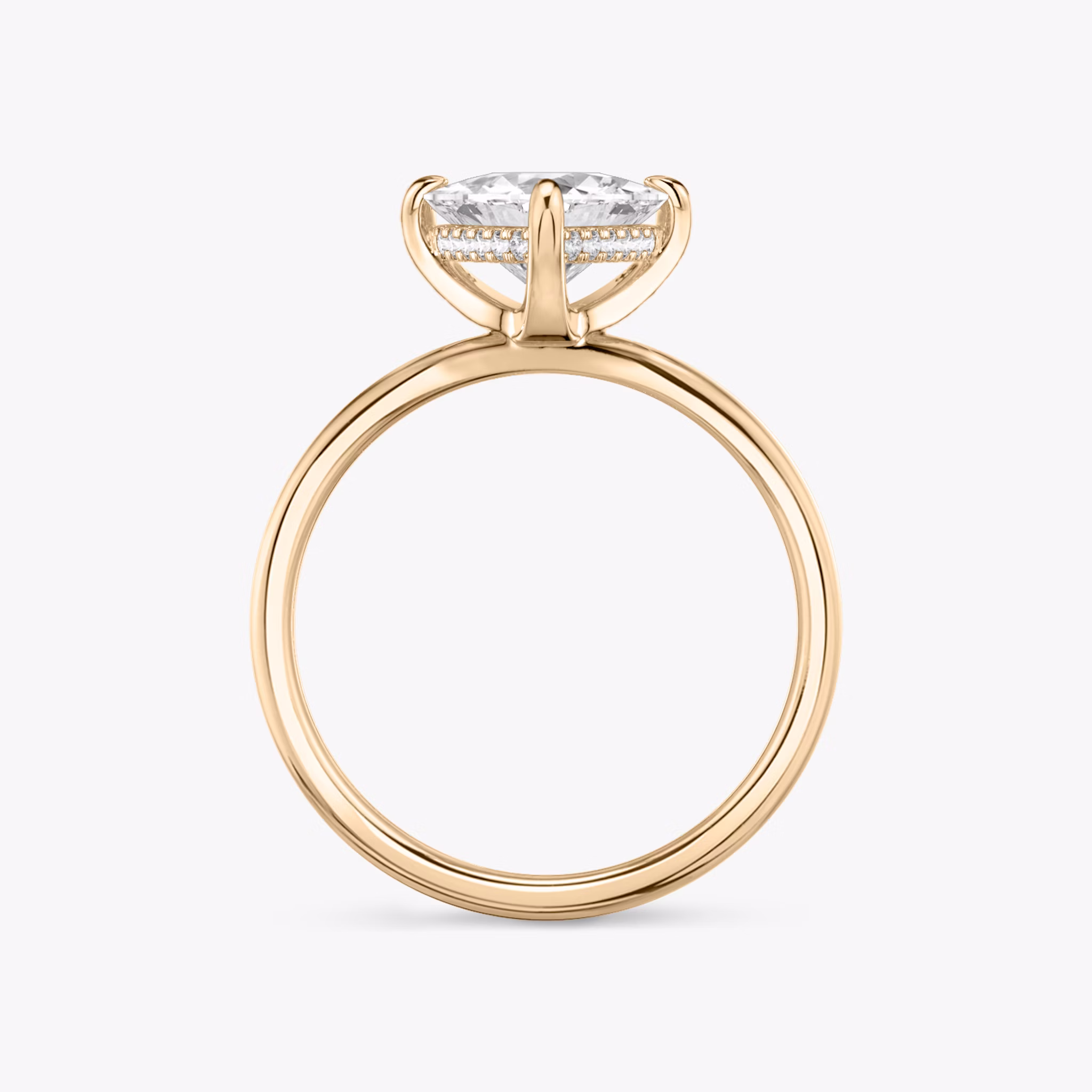 The Classic Hidden Halo | Trillion | 14k | Rose Gold | bandAccent: Plain | bandWidth: standard | prongStyle: Plain | diamondOrientation: vertical | caratWeight: other