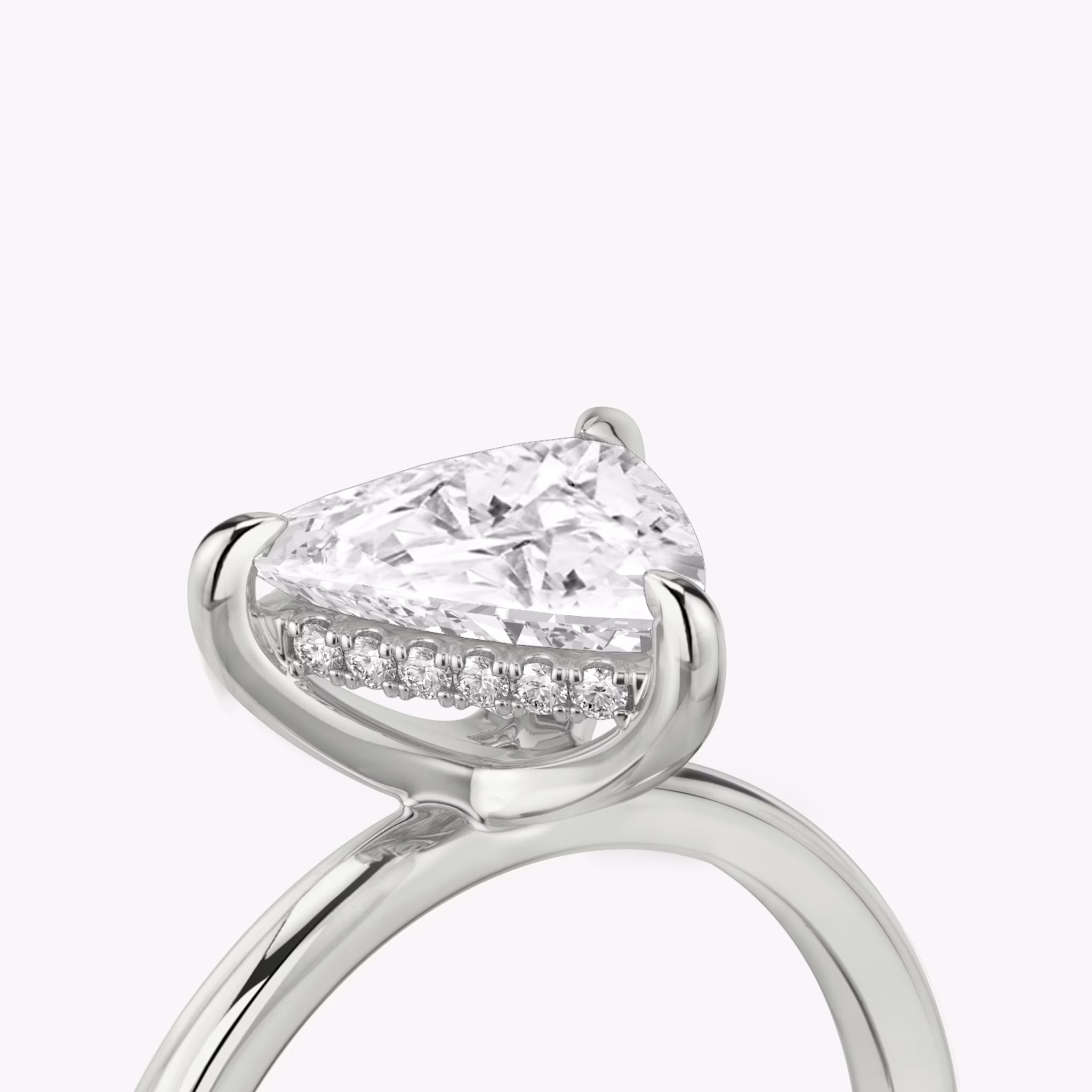 The Classic Hidden Halo | Trillion | Platinum | bandAccent: Plain | bandWidth: standard | prongStyle: Plain | diamondOrientation: vertical | caratWeight: other
