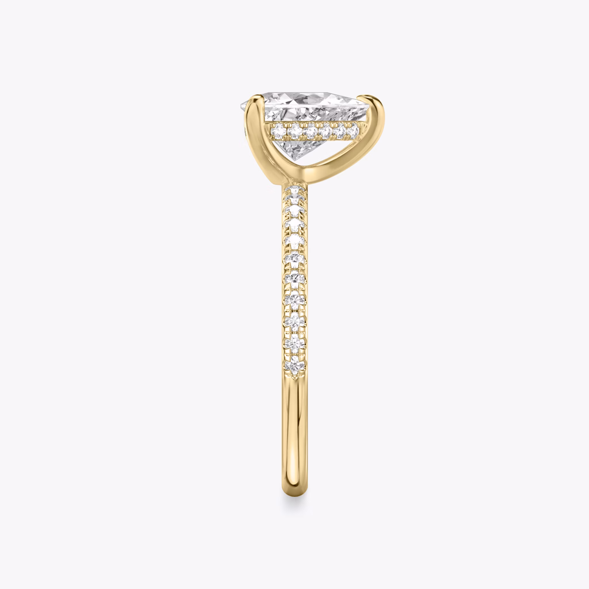 The Classic Hidden Halo | Trillion | 18k | Yellow Gold | bandAccent: Pavé | bandWidth: standard | prongStyle: Plain | diamondOrientation: vertical | caratWeight: other