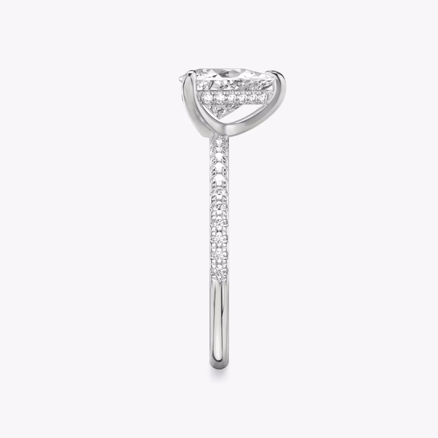 The Classic Hidden Halo | Trillion | 18k | White Gold | bandAccent: Pavé | bandWidth: standard | prongStyle: Plain | diamondOrientation: vertical | caratWeight: other
