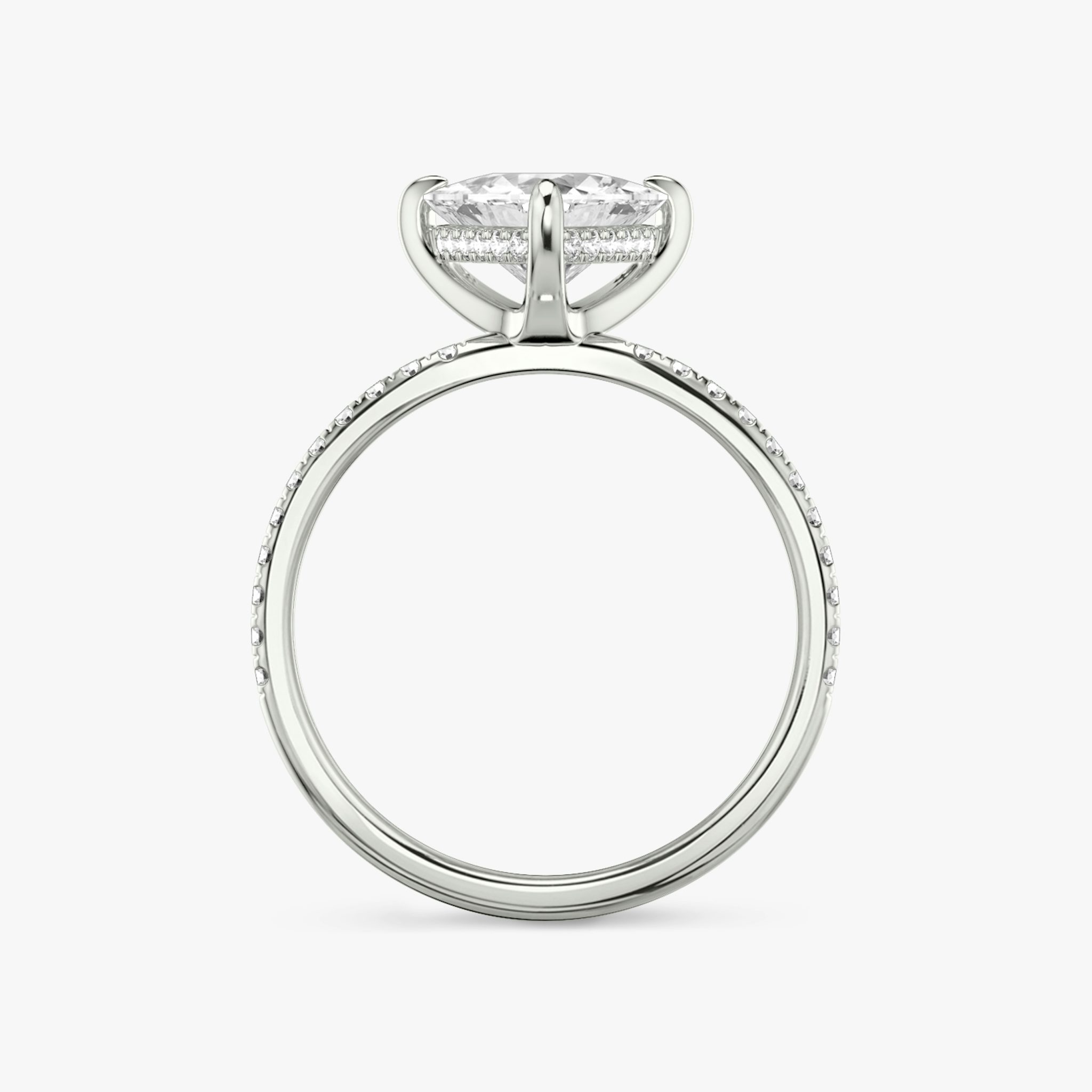 The Classic Hidden Halo | Trillion | 18k | White Gold | bandAccent: Pavé | bandWidth: standard | prongStyle: Plain | diamondOrientation: vertical | caratWeight: other