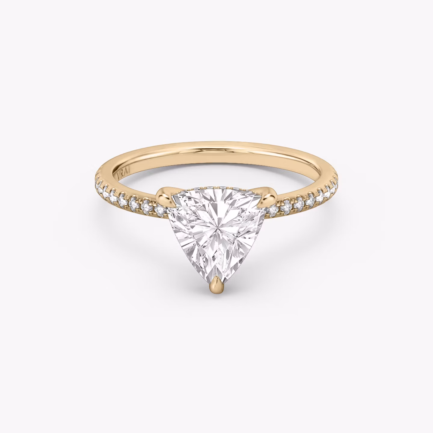 The Classic Hidden Halo | Trillion | 14k | Rose Gold | bandAccent: Pavé | bandWidth: standard | prongStyle: Plain | diamondOrientation: vertical | caratWeight: other
