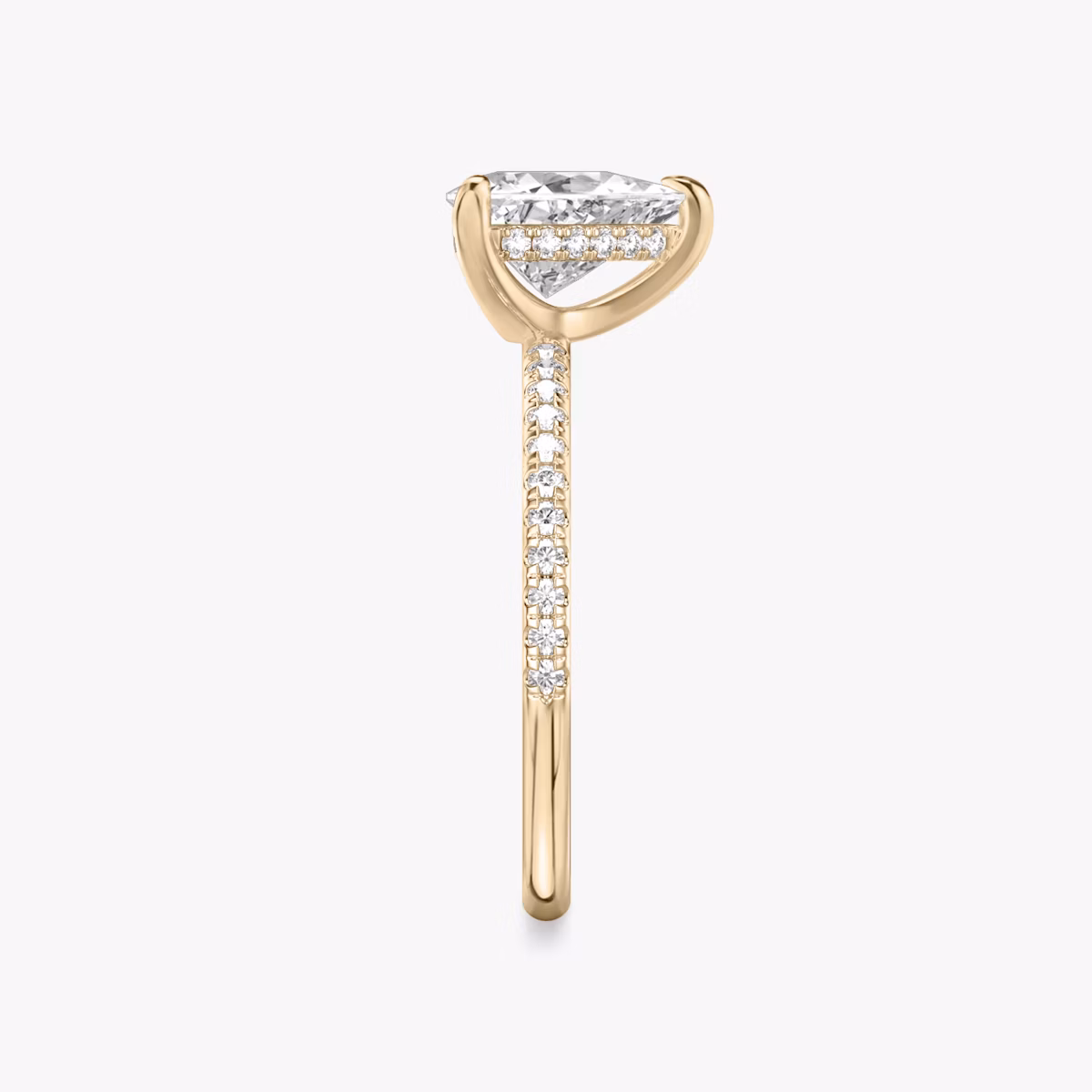 The Classic Hidden Halo | Trillion | 14k | Rose Gold | bandAccent: Pavé | bandWidth: standard | prongStyle: Plain | diamondOrientation: vertical | caratWeight: other