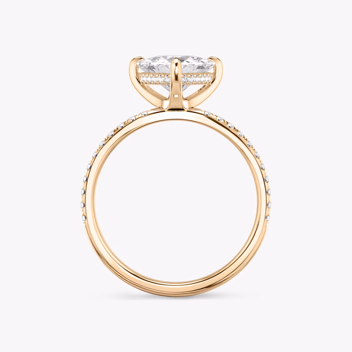 The Classic Hidden Halo | Trillion | 14k | Rose Gold | bandAccent: Pavé | bandWidth: standard | prongStyle: Plain | diamondOrientation: vertical | caratWeight: other