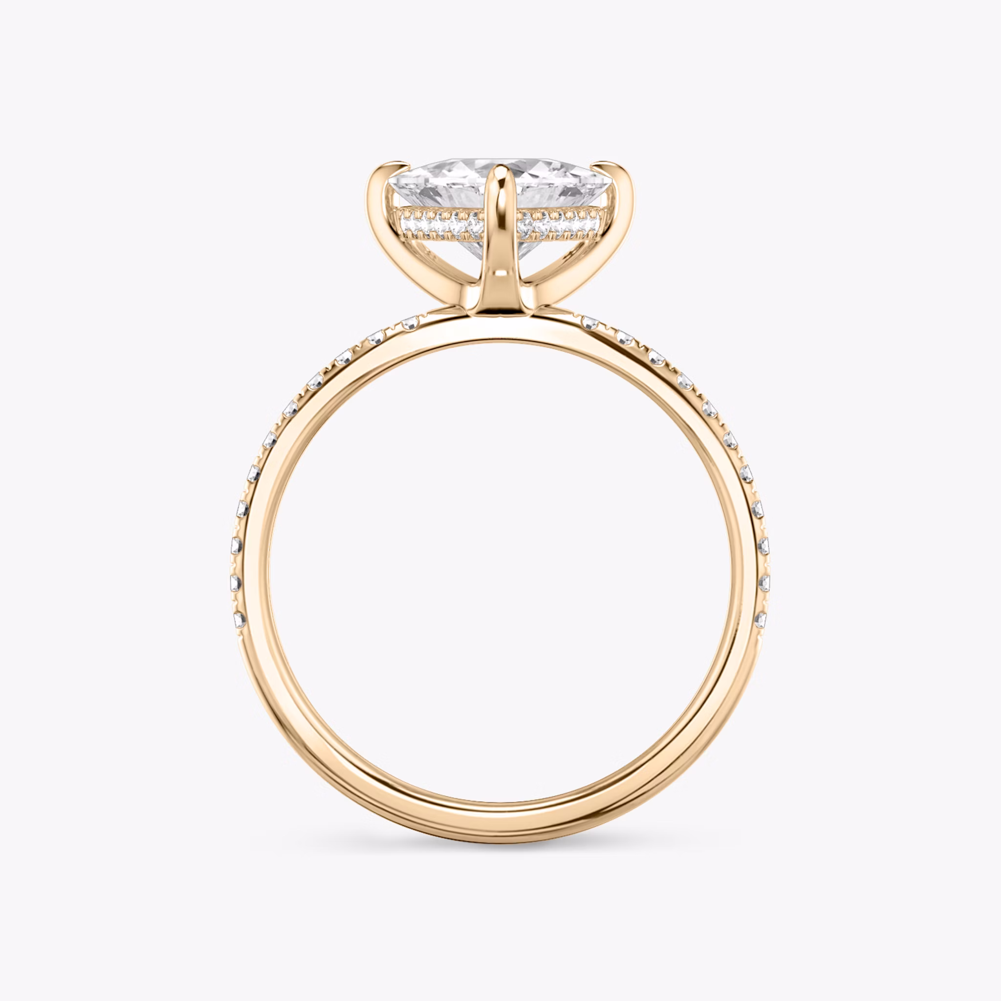 The Classic Hidden Halo | Trillion | 14k | Rose Gold | bandAccent: Pavé | bandWidth: standard | prongStyle: Plain | diamondOrientation: vertical | caratWeight: other