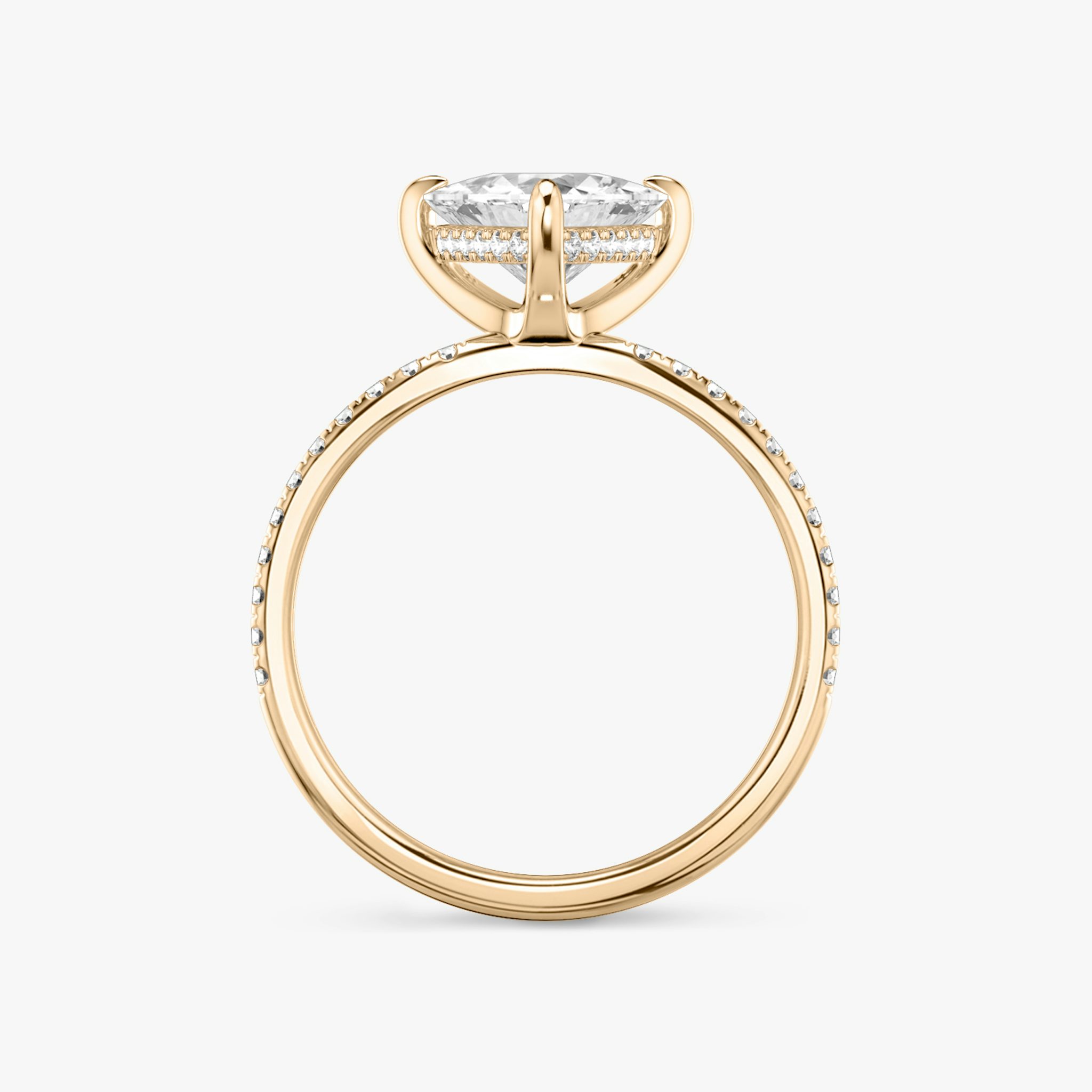 The Classic Hidden Halo | Trillion | 14k | Rose Gold | bandAccent: Pavé | bandWidth: standard | prongStyle: Plain | diamondOrientation: vertical | caratWeight: other