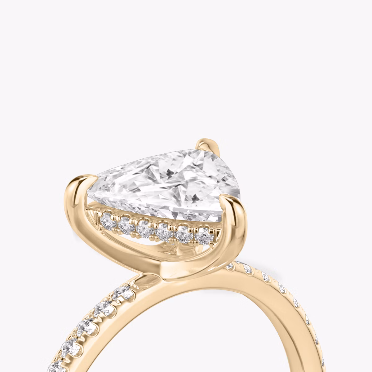 The Classic Hidden Halo | Trillion | 14k | Rose Gold | bandAccent: Pavé | bandWidth: standard | prongStyle: Plain | diamondOrientation: vertical | caratWeight: other