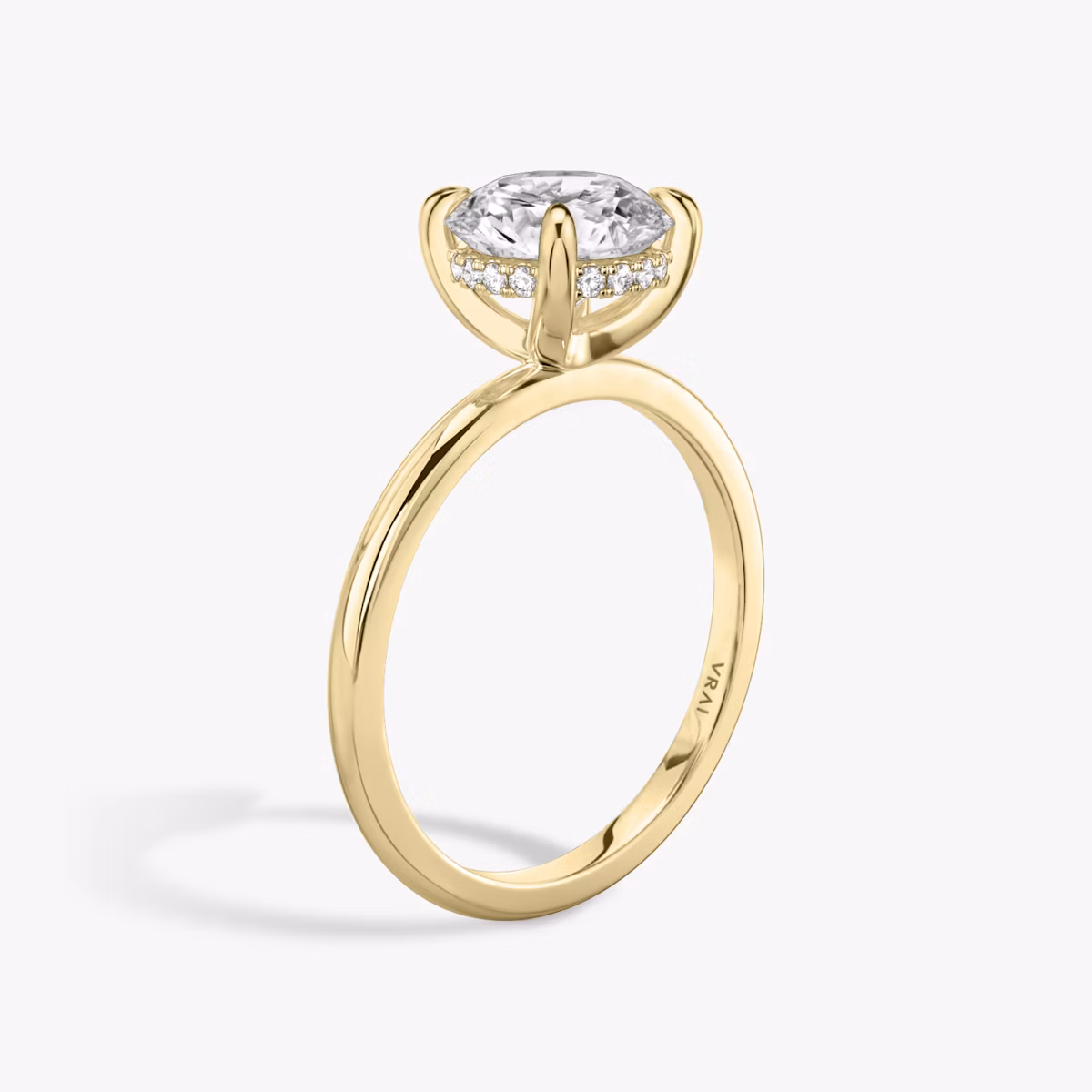 The Classic Hidden Halo | Round Brilliant | 18k | Yellow Gold | bandAccent: Plain | bandWidth: standard | caratWeight: other | prongStyle: Plain | diamondOrientation: vertical
