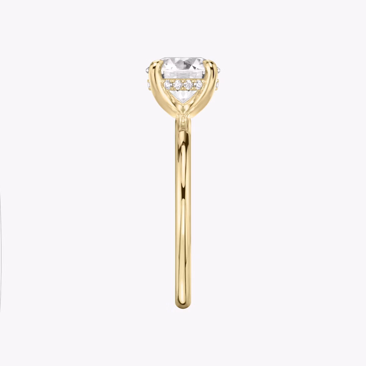 The Classic Hidden Halo | Round Brilliant | 18k | Yellow Gold | bandAccent: Plain | bandWidth: standard | caratWeight: other | prongStyle: Plain | diamondOrientation: vertical