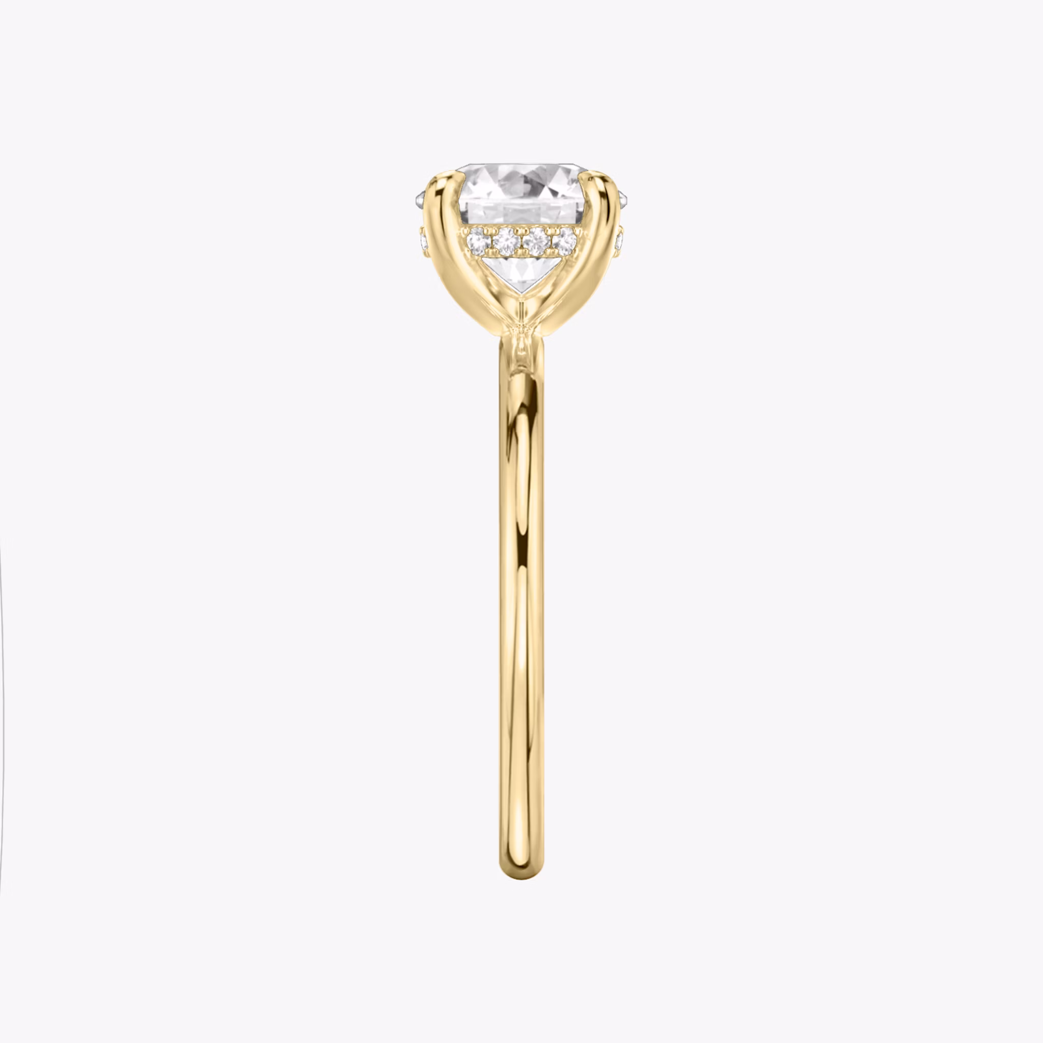 The Classic Hidden Halo | Round Brilliant | 18k | Yellow Gold | bandAccent: Plain | bandWidth: standard | caratWeight: other | prongStyle: Plain | diamondOrientation: vertical