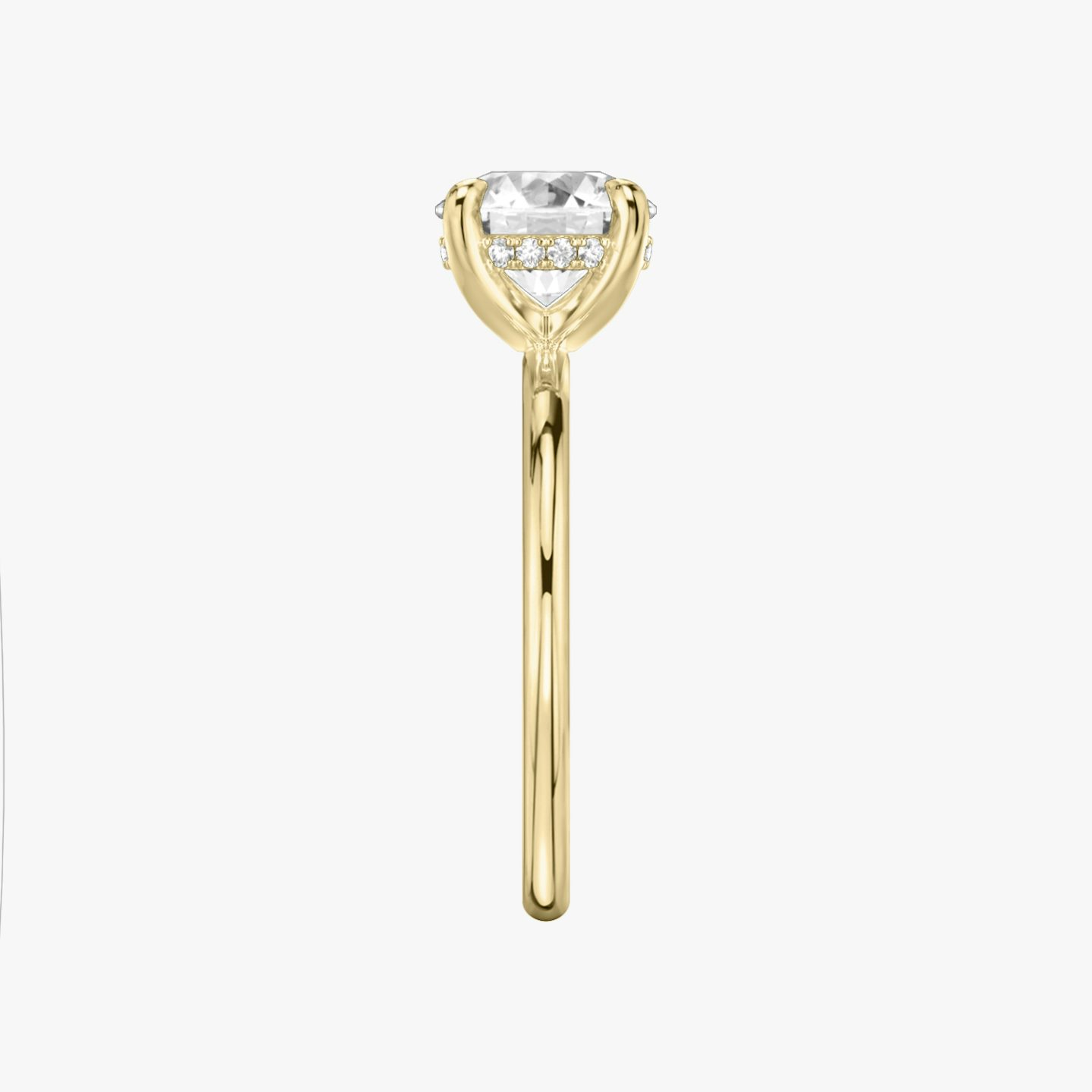 The Classic Hidden Halo | Round Brilliant | 18k | Yellow Gold | bandAccent: Plain | bandWidth: standard | caratWeight: other | prongStyle: Plain | diamondOrientation: vertical