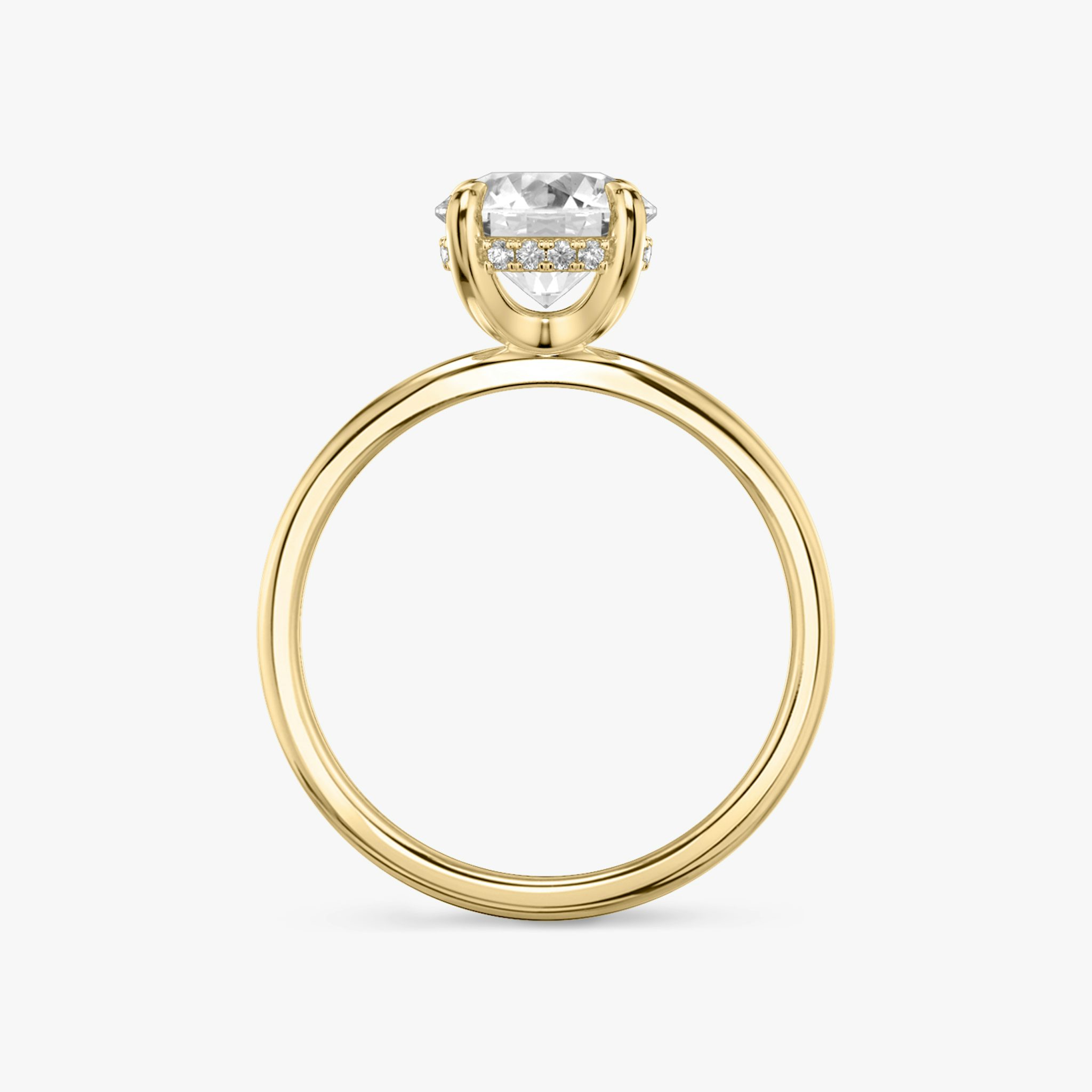 The Classic Hidden Halo | Round Brilliant | 18k | Yellow Gold | bandAccent: Plain | bandWidth: standard | caratWeight: other | prongStyle: Plain | diamondOrientation: vertical