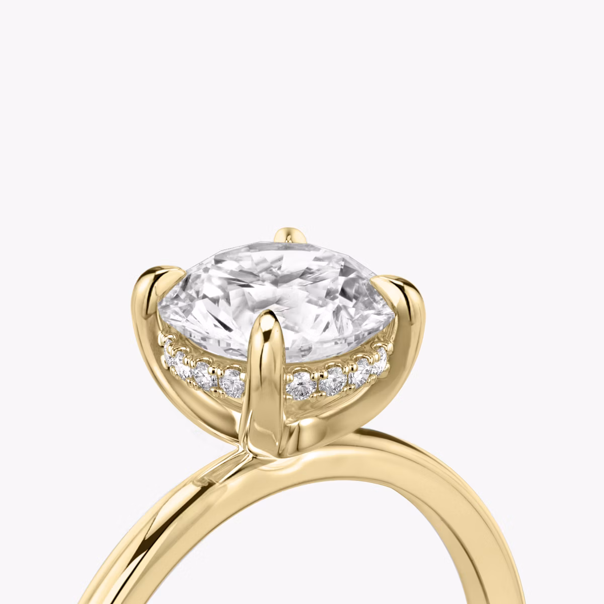 The Classic Hidden Halo | Round Brilliant | 18k | Yellow Gold | bandAccent: Plain | bandWidth: standard | caratWeight: other | prongStyle: Plain | diamondOrientation: vertical