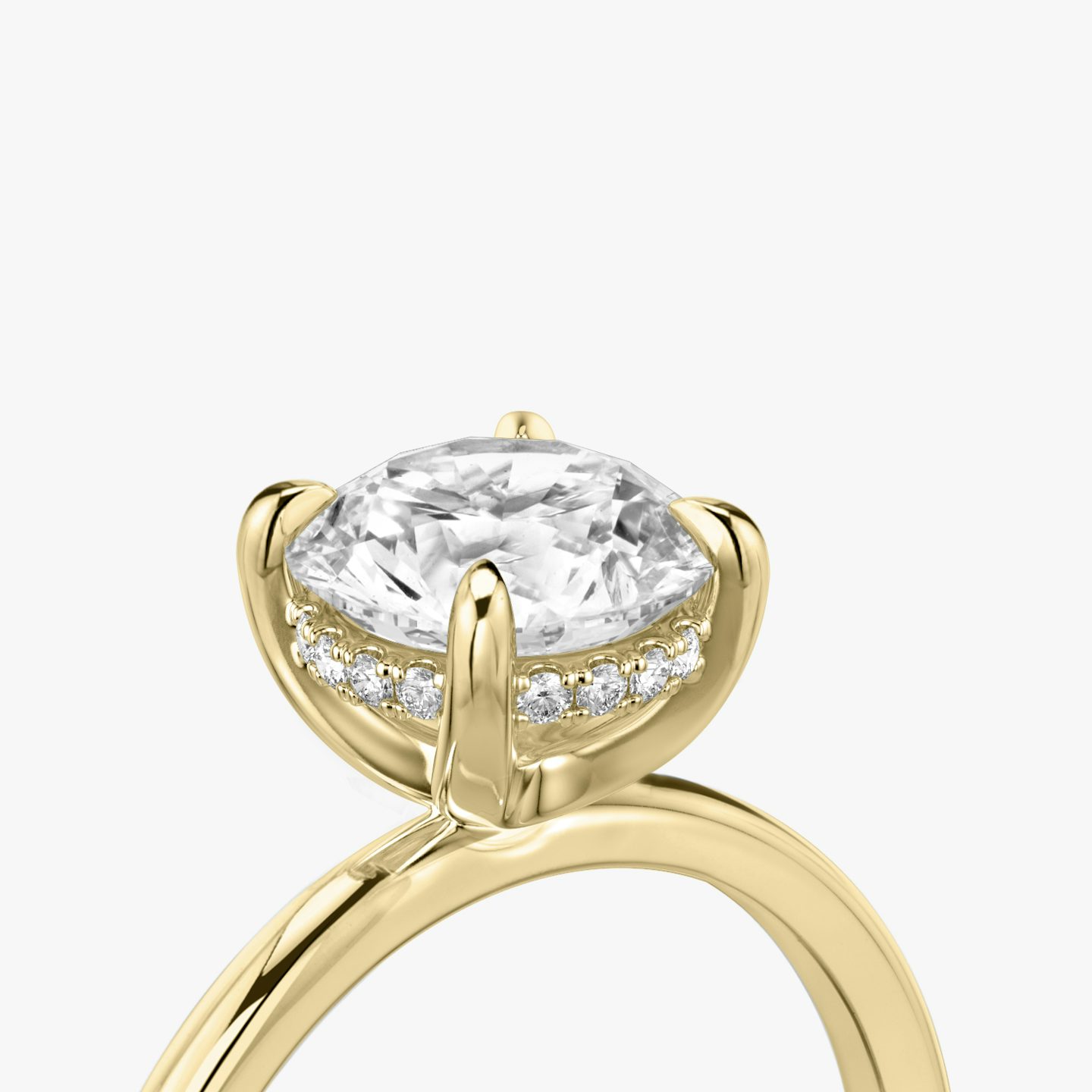 The Classic Hidden Halo | Round Brilliant | 18k | Yellow Gold | bandAccent: Plain | bandWidth: standard | caratWeight: other | prongStyle: Plain | diamondOrientation: vertical