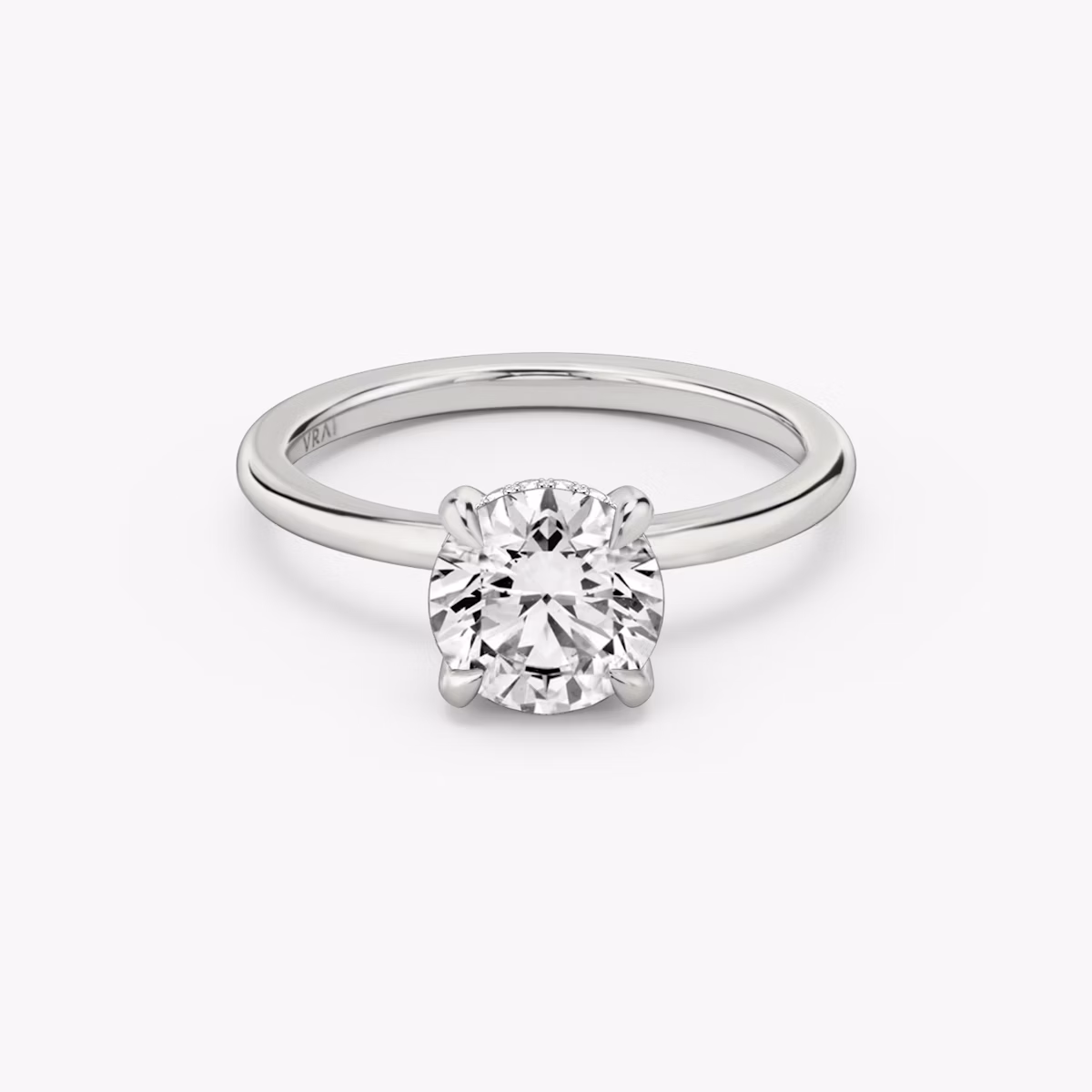 The Classic Hidden Halo | Round Brilliant | 18k | White Gold | bandAccent: Plain | bandWidth: standard | caratWeight: 1.5ct | prongStyle: Plain | diamondOrientation: vertical