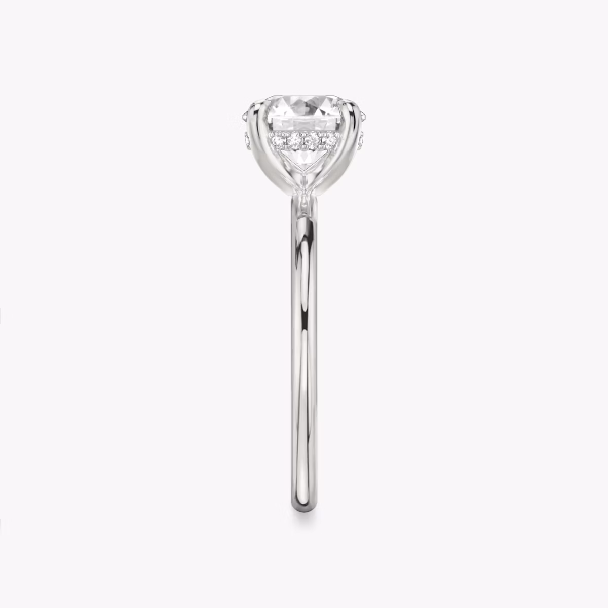 The Classic Hidden Halo | Round Brilliant | 18k | White Gold | bandAccent: Plain | bandWidth: standard | caratWeight: 1.5ct | prongStyle: Plain | diamondOrientation: vertical