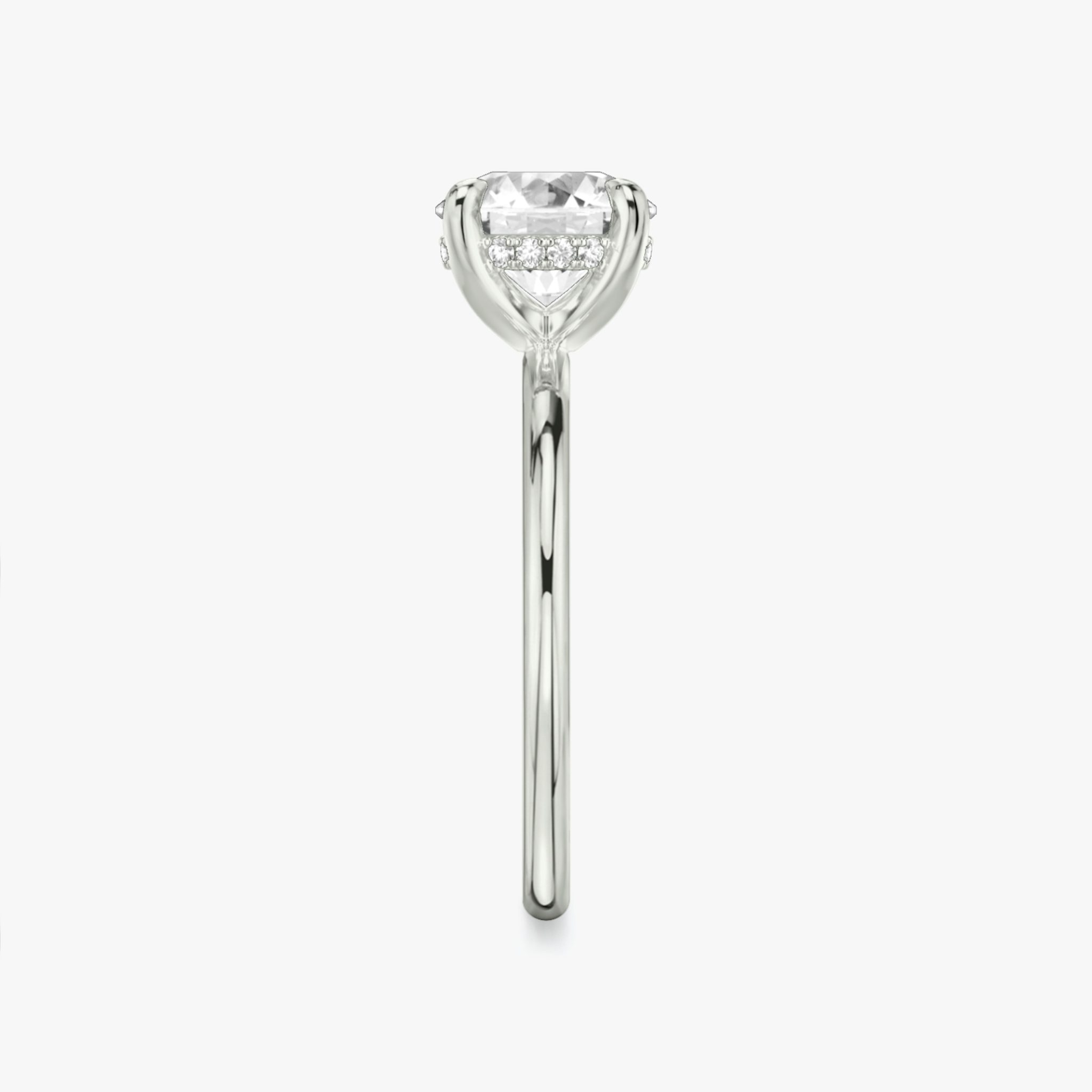 The Classic Hidden Halo | Round Brilliant | Platinum | bandAccent: Plain | bandWidth: standard | caratWeight: 1.0ct | prongStyle: Plain | diamondOrientation: vertical