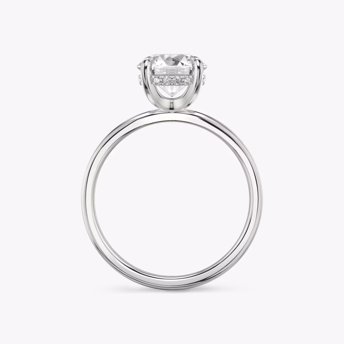 The Classic Hidden Halo | Round Brilliant | 18k | White Gold | bandAccent: Plain | bandWidth: standard | caratWeight: 1.5ct | prongStyle: Plain | diamondOrientation: vertical