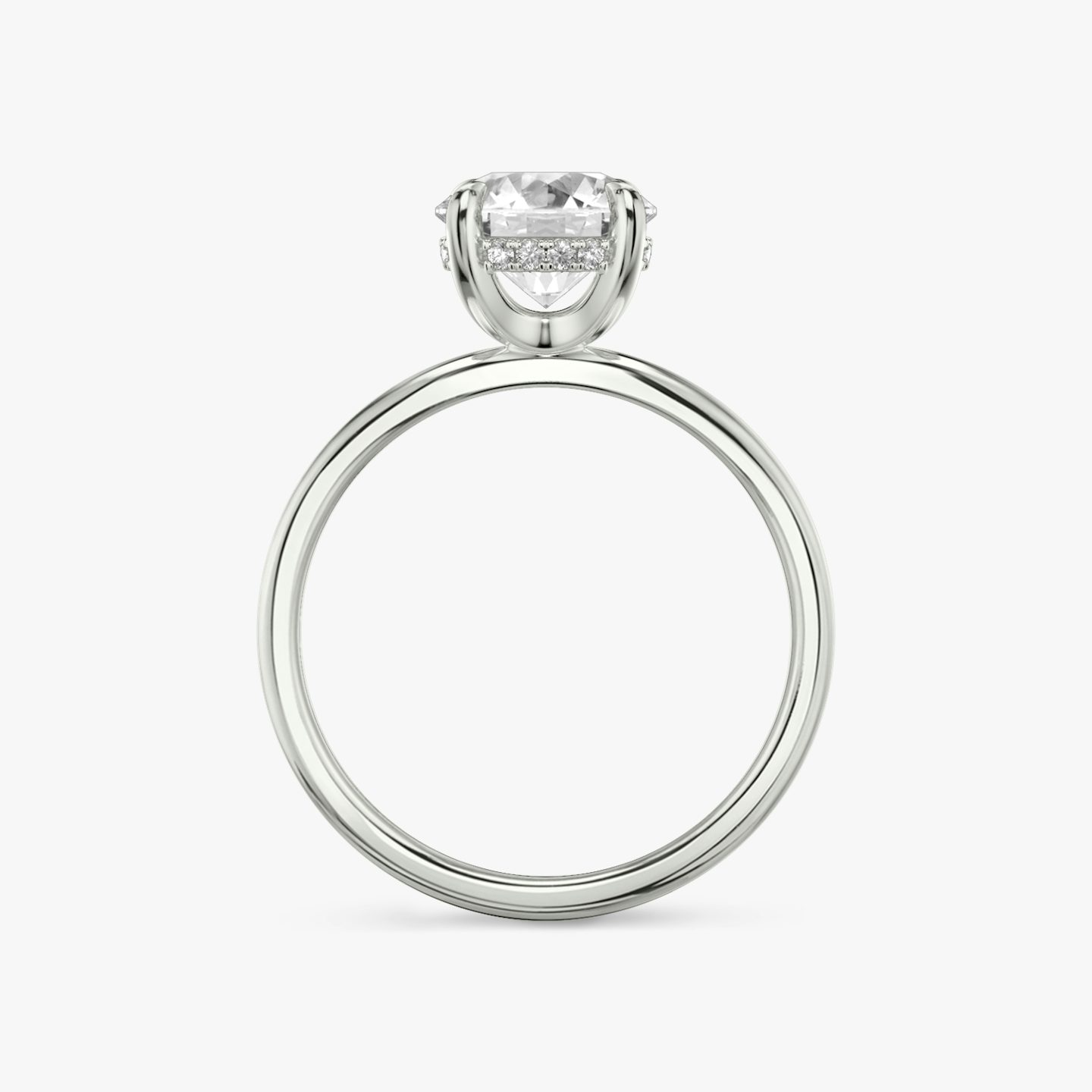 The Classic Hidden Halo | Round Brilliant | 18k | White Gold | bandAccent: Plain | bandWidth: standard | caratWeight: 1.0ct | prongStyle: Plain | diamondOrientation: vertical