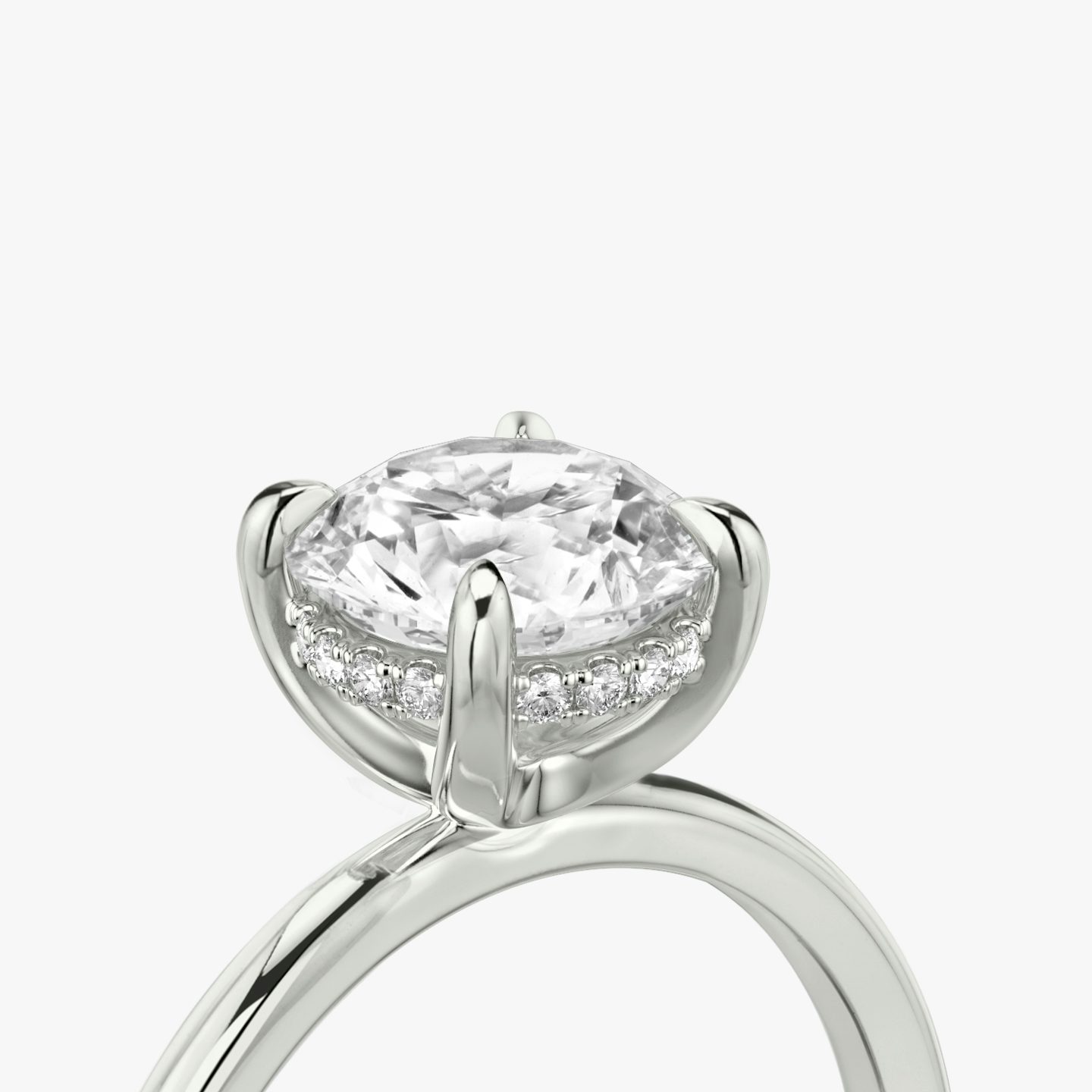 The Classic Hidden Halo | Round Brilliant | 18k | White Gold | bandAccent: Plain | bandWidth: standard | caratWeight: 1.0ct | prongStyle: Plain | diamondOrientation: vertical