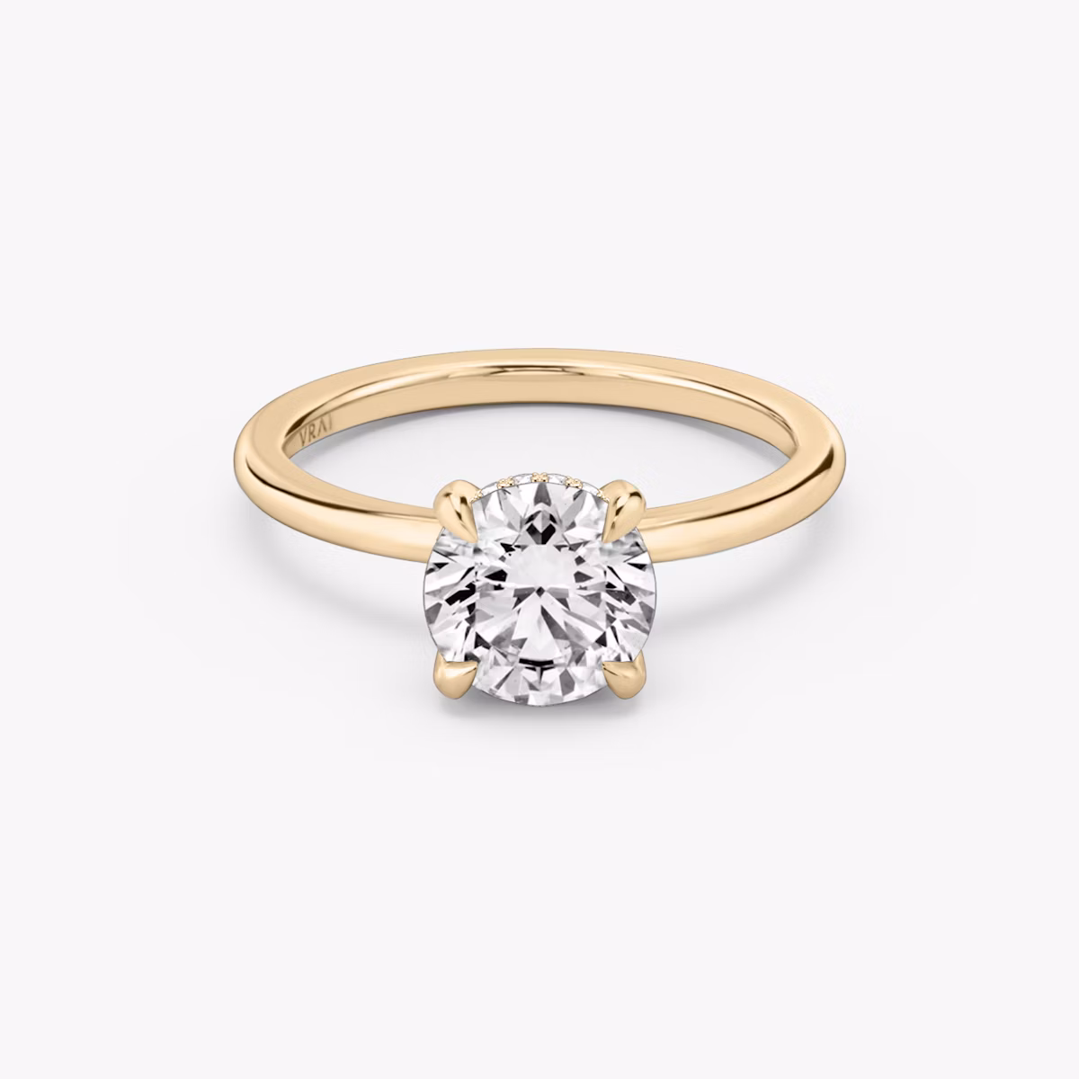 The Classic Hidden Halo | Round Brilliant | 14k | Rose Gold | bandAccent: Plain | bandWidth: standard | caratWeight: 1.5ct | prongStyle: Plain | diamondOrientation: vertical