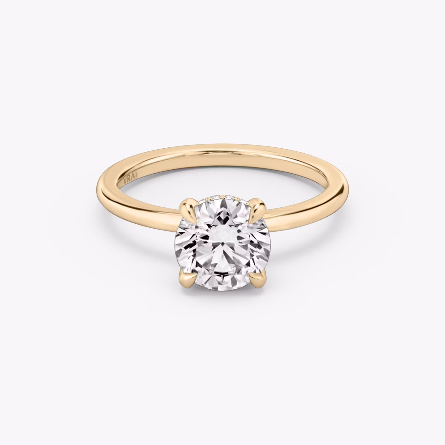 The Classic Hidden Halo | Round Brilliant | 14k | Rose Gold | bandAccent: Plain | bandWidth: standard | caratWeight: other | prongStyle: Plain | diamondOrientation: vertical
