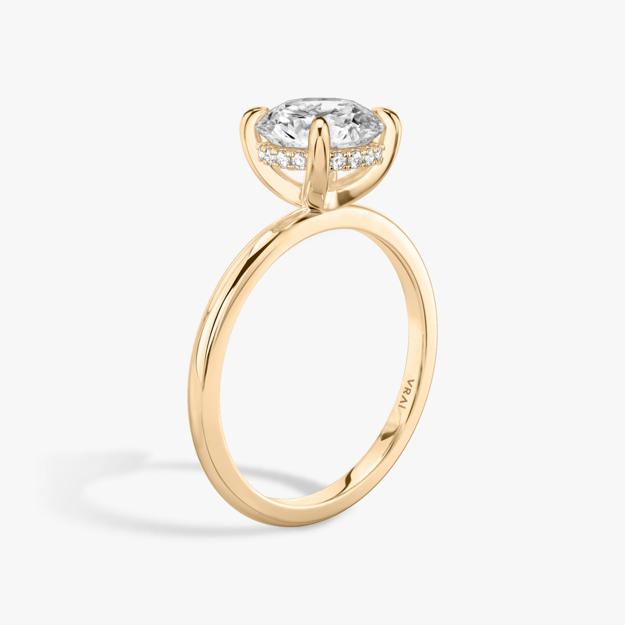 The Classic Hidden Halo | Round Brilliant | 14k | Rose Gold | bandAccent: Plain | bandWidth: standard | caratWeight: other | prongStyle: Plain | diamondOrientation: vertical