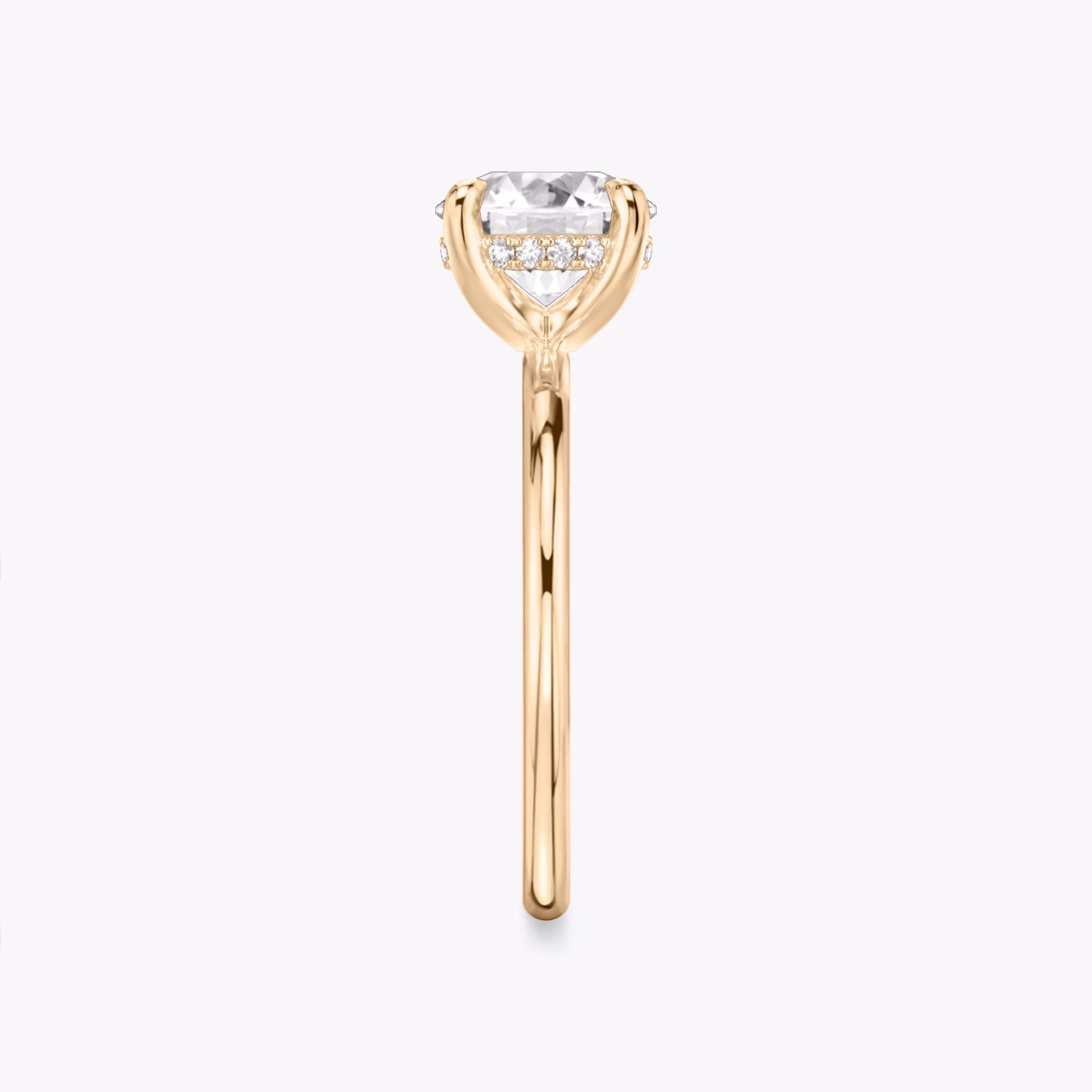 The Classic Hidden Halo | Round Brilliant | 14k | Rose Gold | bandAccent: Plain | bandWidth: standard | caratWeight: other | prongStyle: Plain | diamondOrientation: vertical