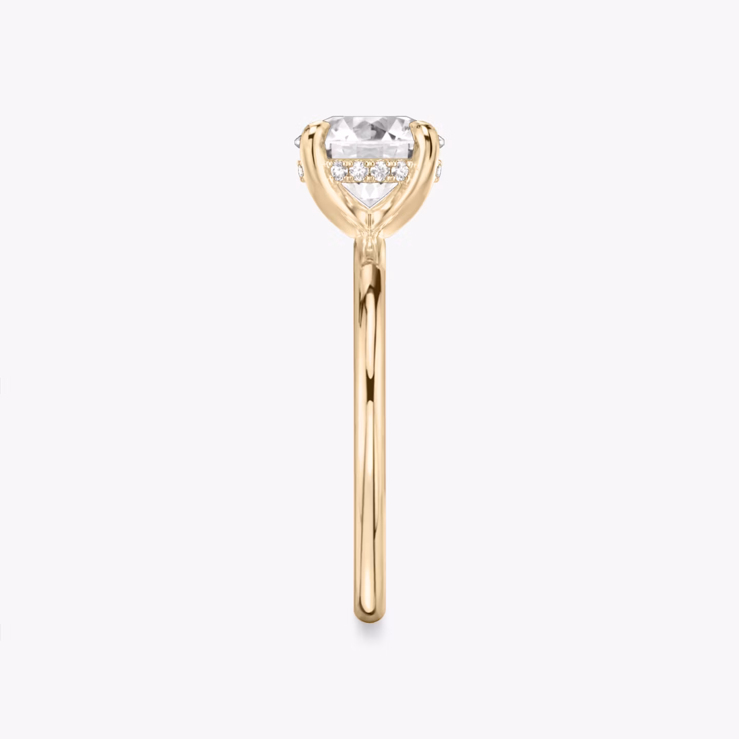 The Classic Hidden Halo | Round Brilliant | 14k | Rose Gold | bandAccent: Plain | bandWidth: standard | caratWeight: other | prongStyle: Plain | diamondOrientation: vertical