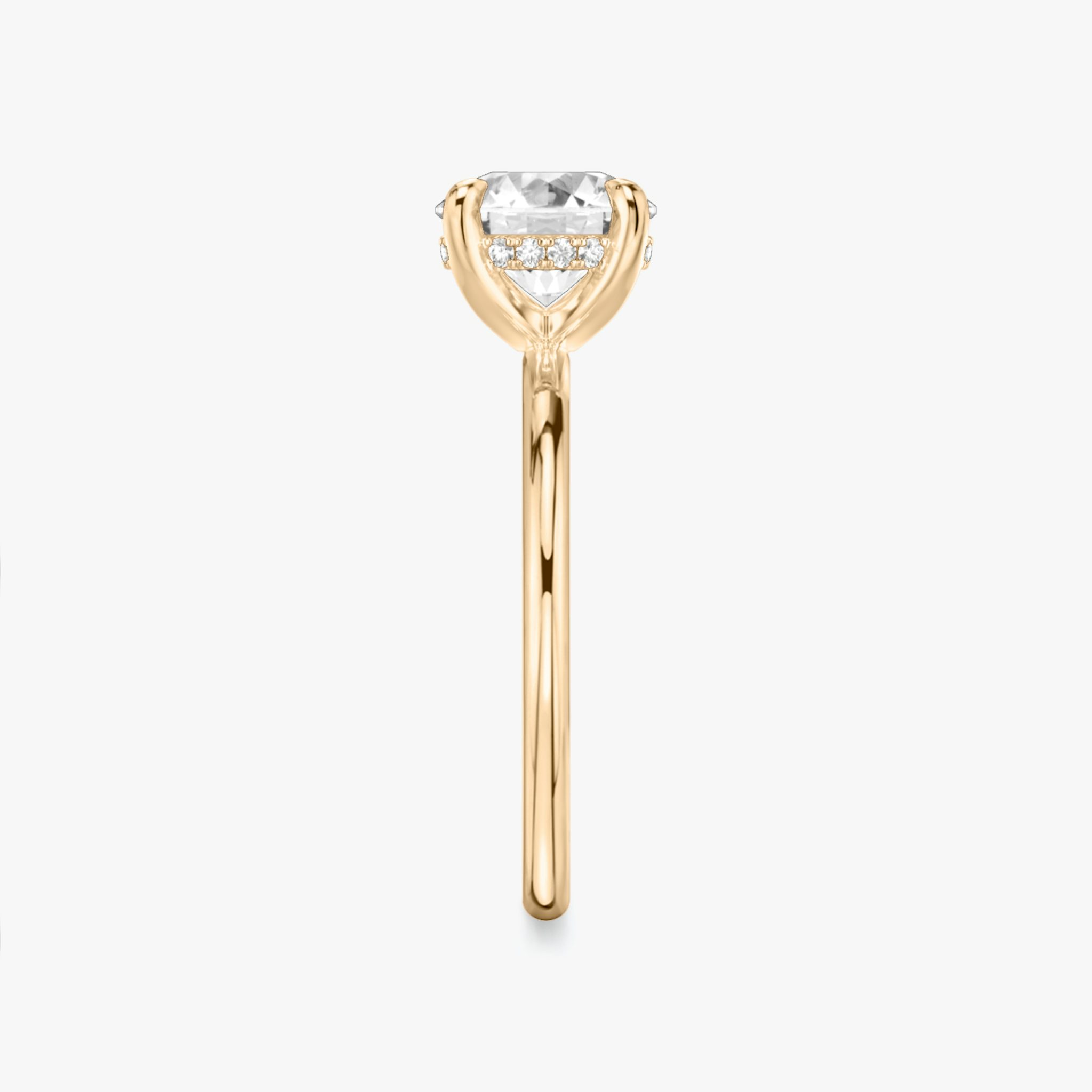 The Classic Hidden Halo | Round Brilliant | 14k | Rose Gold | bandAccent: Plain | bandWidth: standard | caratWeight: other | prongStyle: Plain | diamondOrientation: vertical