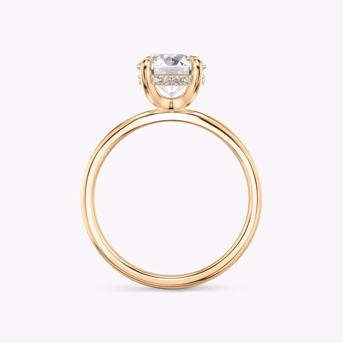 The Classic Hidden Halo | Round Brilliant | 14k | Rose Gold | bandAccent: Plain | bandWidth: standard | caratWeight: 1.5ct | prongStyle: Plain | diamondOrientation: vertical