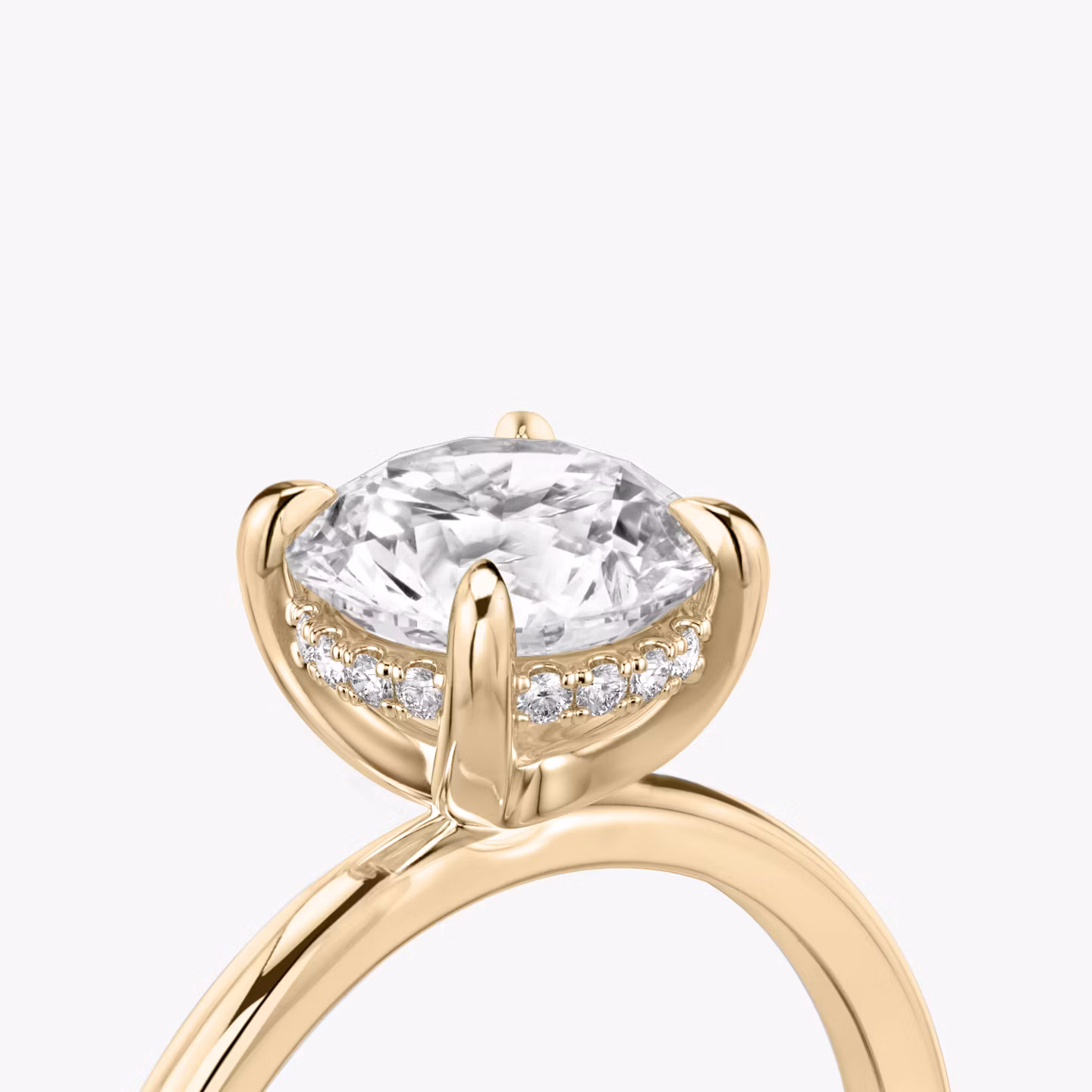 The Classic Hidden Halo | Round Brilliant | 14k | Rose Gold | bandAccent: Plain | bandWidth: standard | caratWeight: other | prongStyle: Plain | diamondOrientation: vertical