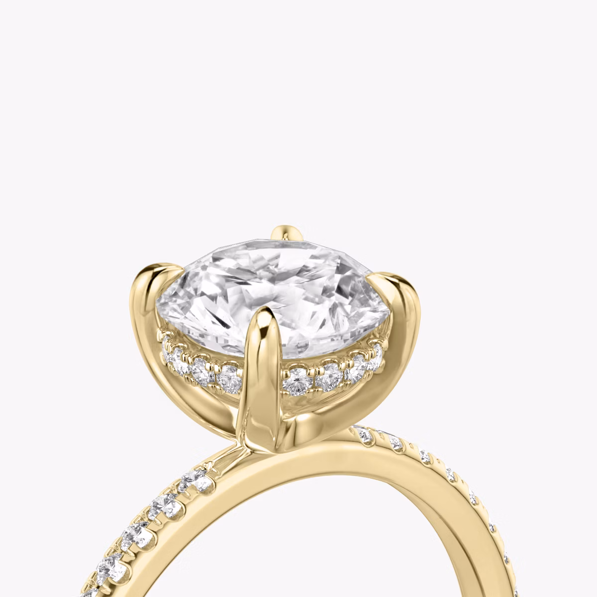 The Classic Hidden Halo | Round Brilliant | 18k | Yellow Gold | bandAccent: Pavé | bandWidth: standard | caratWeight: 1.5ct | prongStyle: Plain | diamondOrientation: vertical