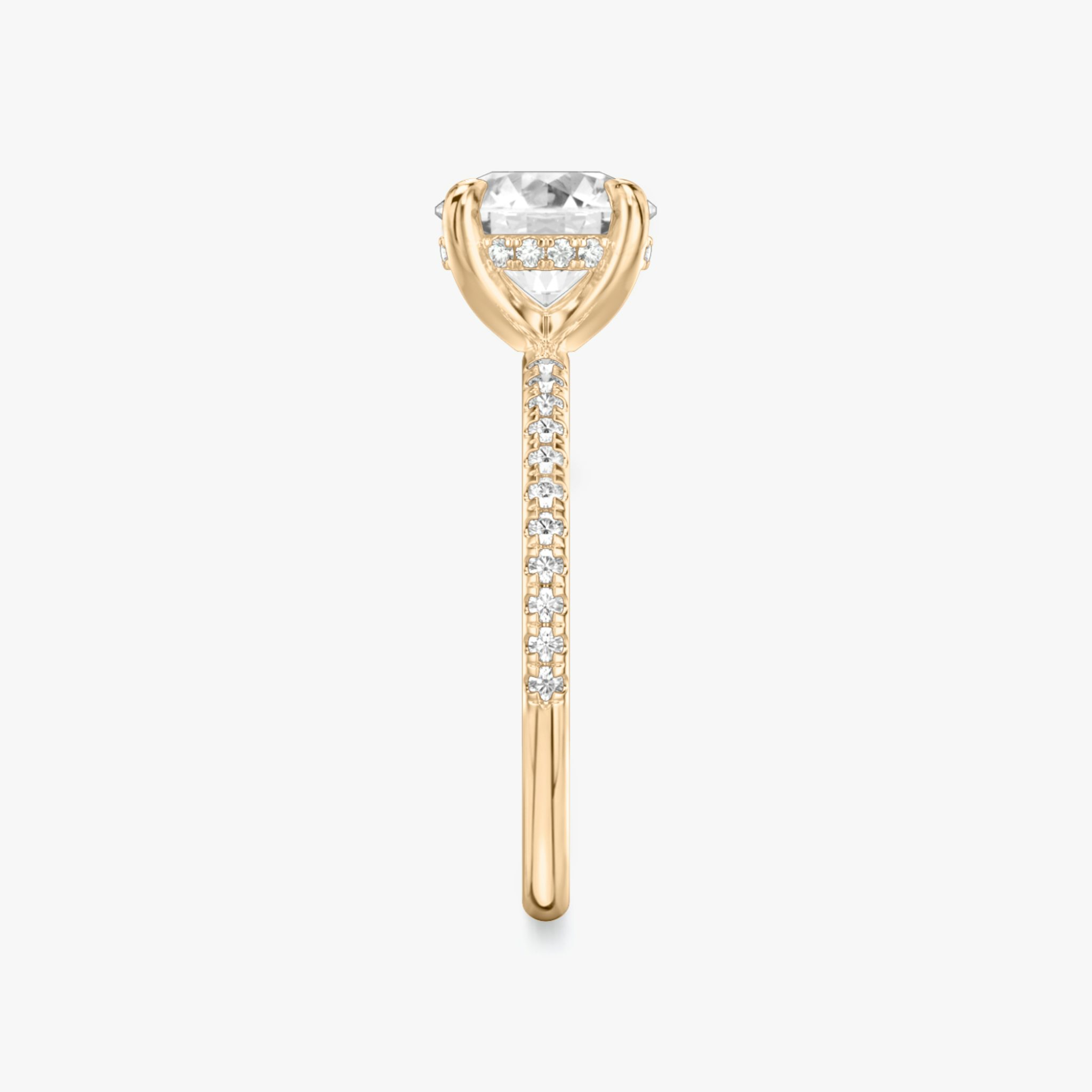 The Classic Hidden Halo | Round Brilliant | 14k | Rose Gold | bandAccent: Pavé | bandWidth: standard | caratWeight: other | prongStyle: Plain | diamondOrientation: vertical