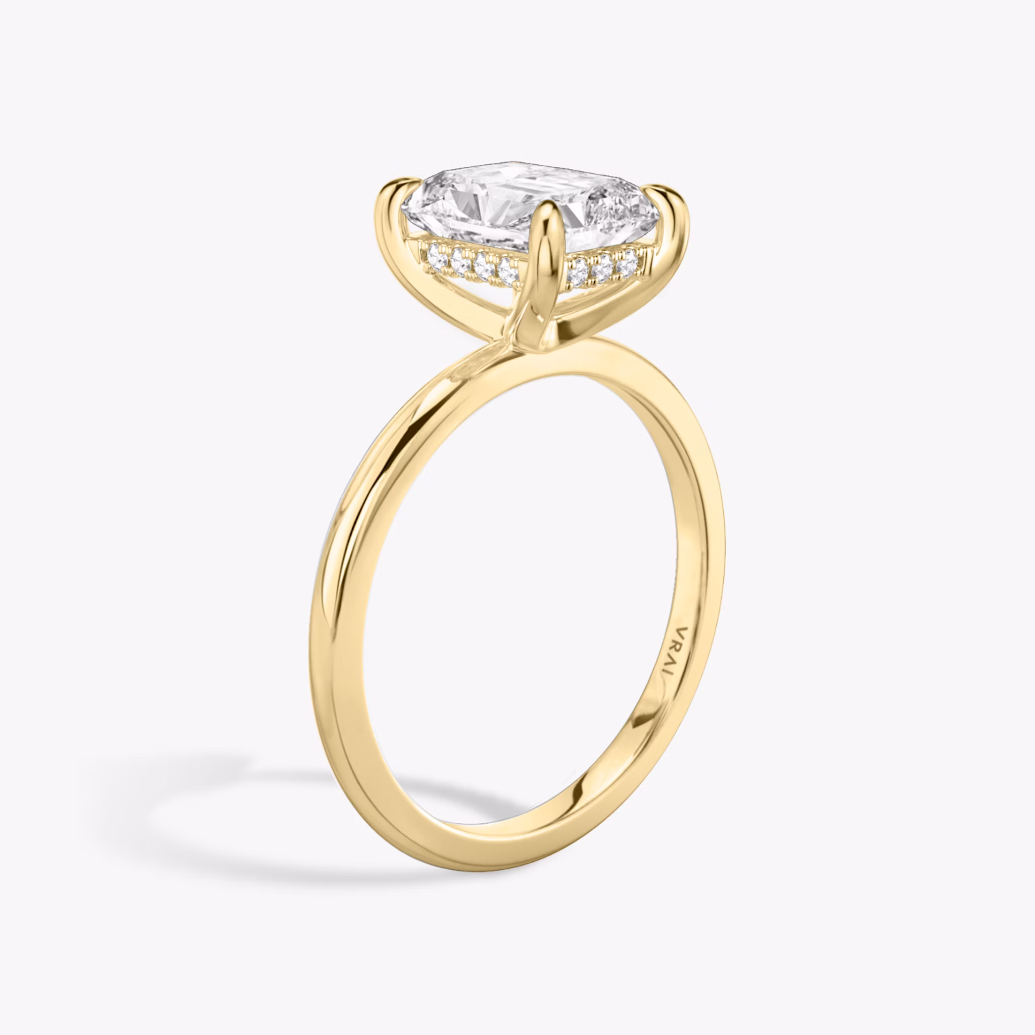 The Classic Hidden Halo | Radiant | 18k | Yellow Gold | bandAccent: Plain | bandWidth: standard | prongStyle: Plain | diamondOrientation: vertical | caratWeight: other