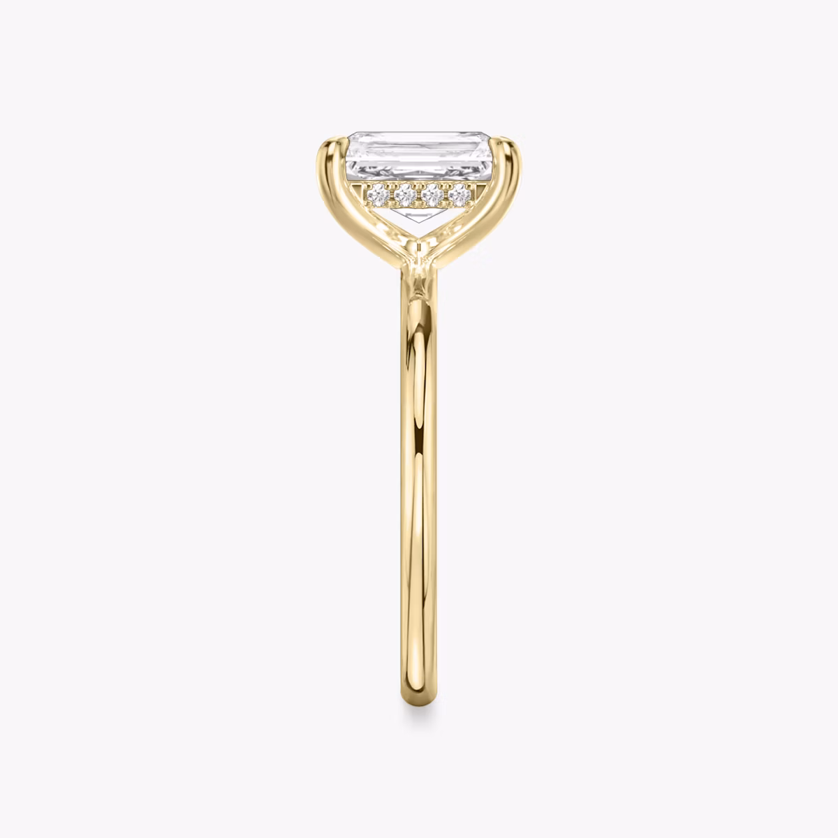 The Classic Hidden Halo | Radiant | 18k | Yellow Gold | bandAccent: Plain | bandWidth: standard | prongStyle: Plain | diamondOrientation: vertical | caratWeight: other