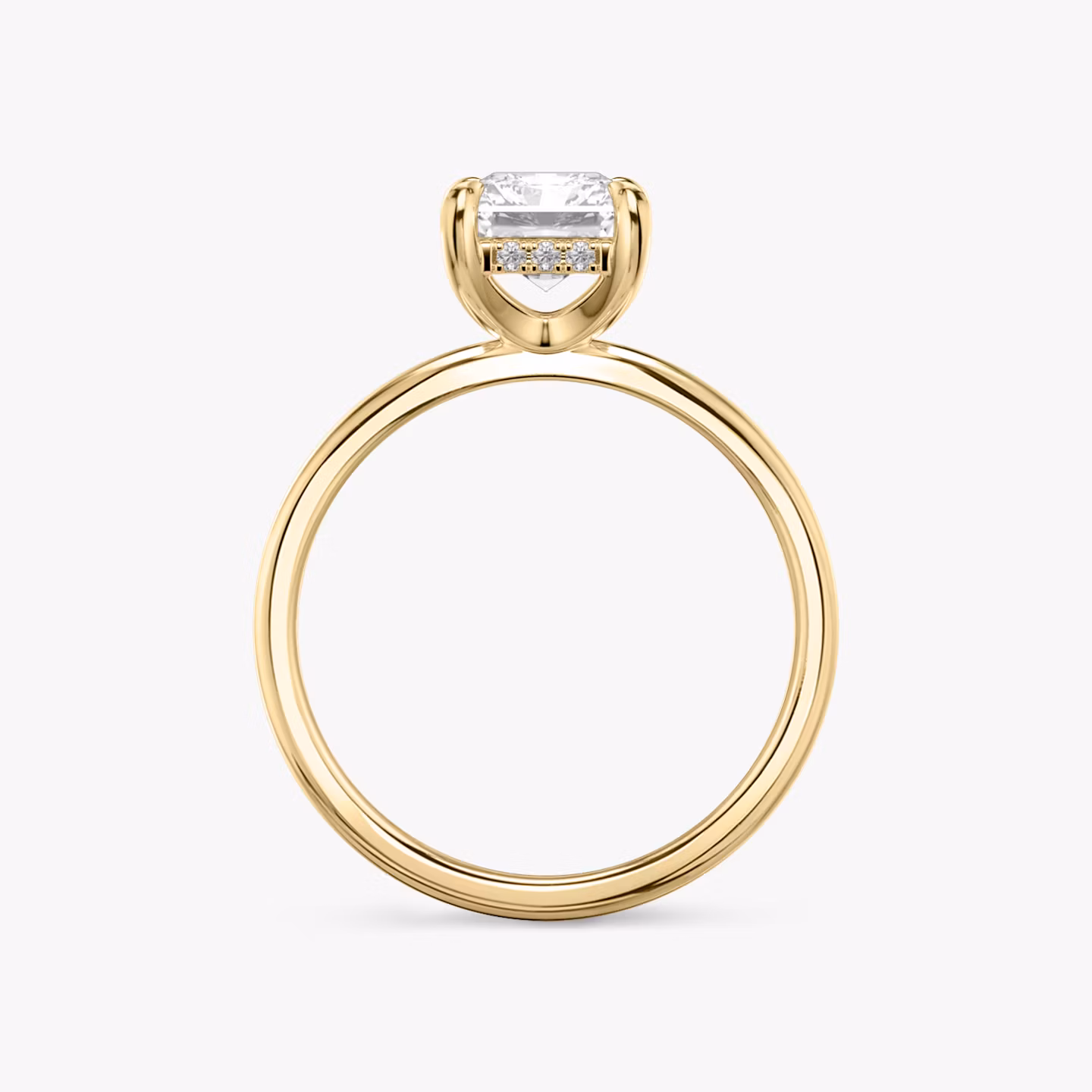 The Classic Hidden Halo | Radiant | 18k | Yellow Gold | bandAccent: Plain | bandWidth: standard | prongStyle: Plain | diamondOrientation: vertical | caratWeight: other