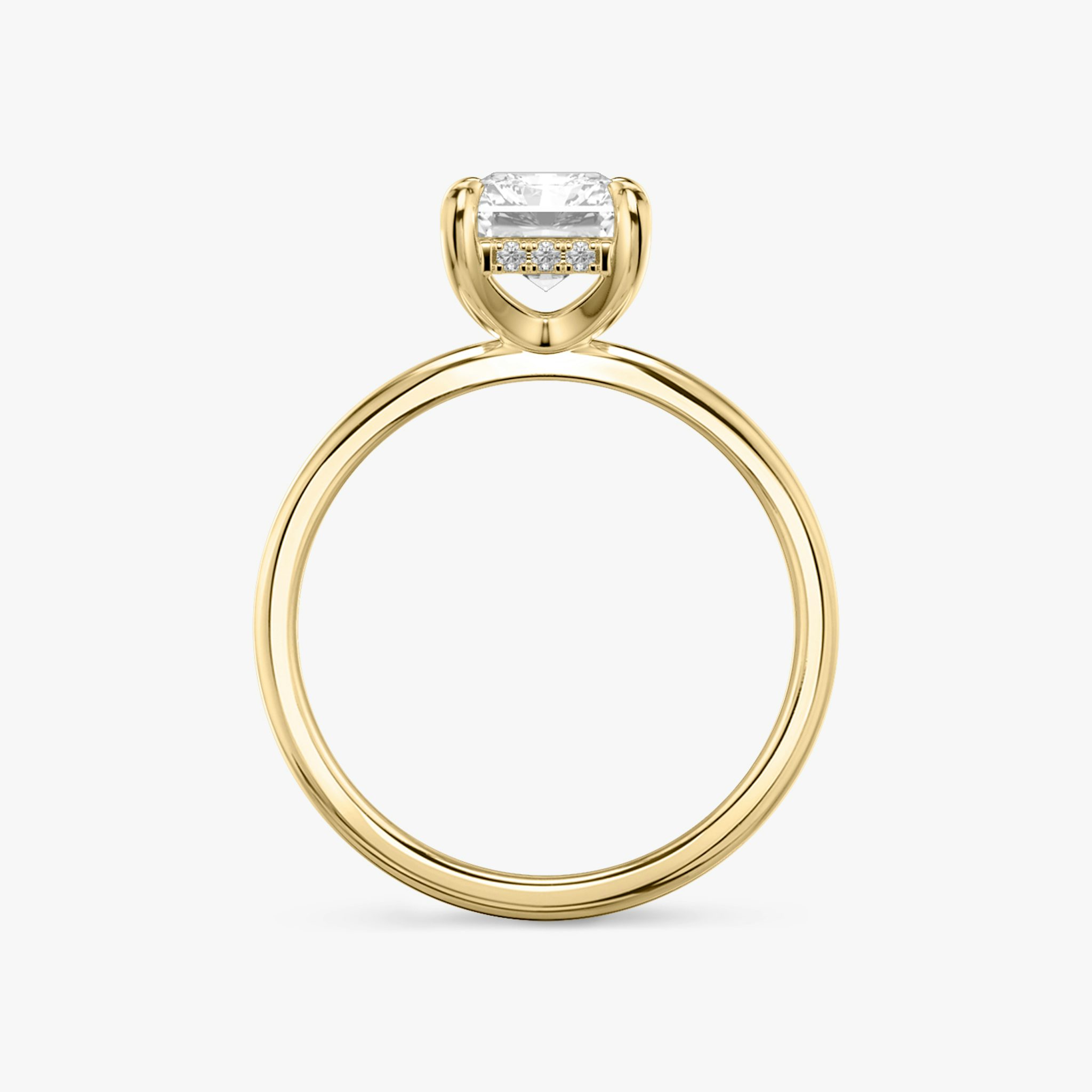 The Classic Hidden Halo | Radiant | 18k | Yellow Gold | bandAccent: Plain | bandWidth: standard | prongStyle: Plain | diamondOrientation: vertical | caratWeight: other