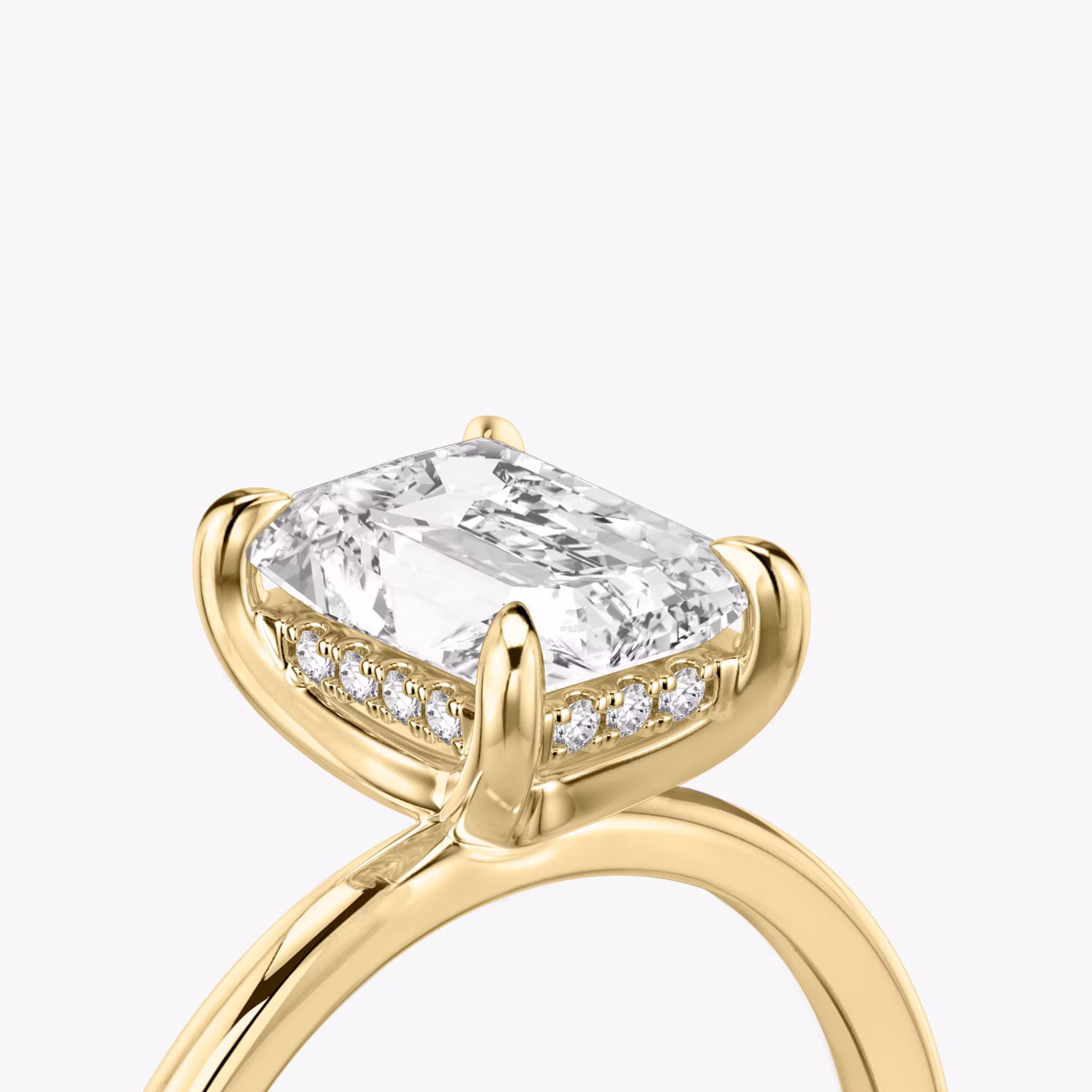 The Classic Hidden Halo | Radiant | 18k | Yellow Gold | bandAccent: Plain | bandWidth: standard | prongStyle: Plain | diamondOrientation: vertical | caratWeight: other