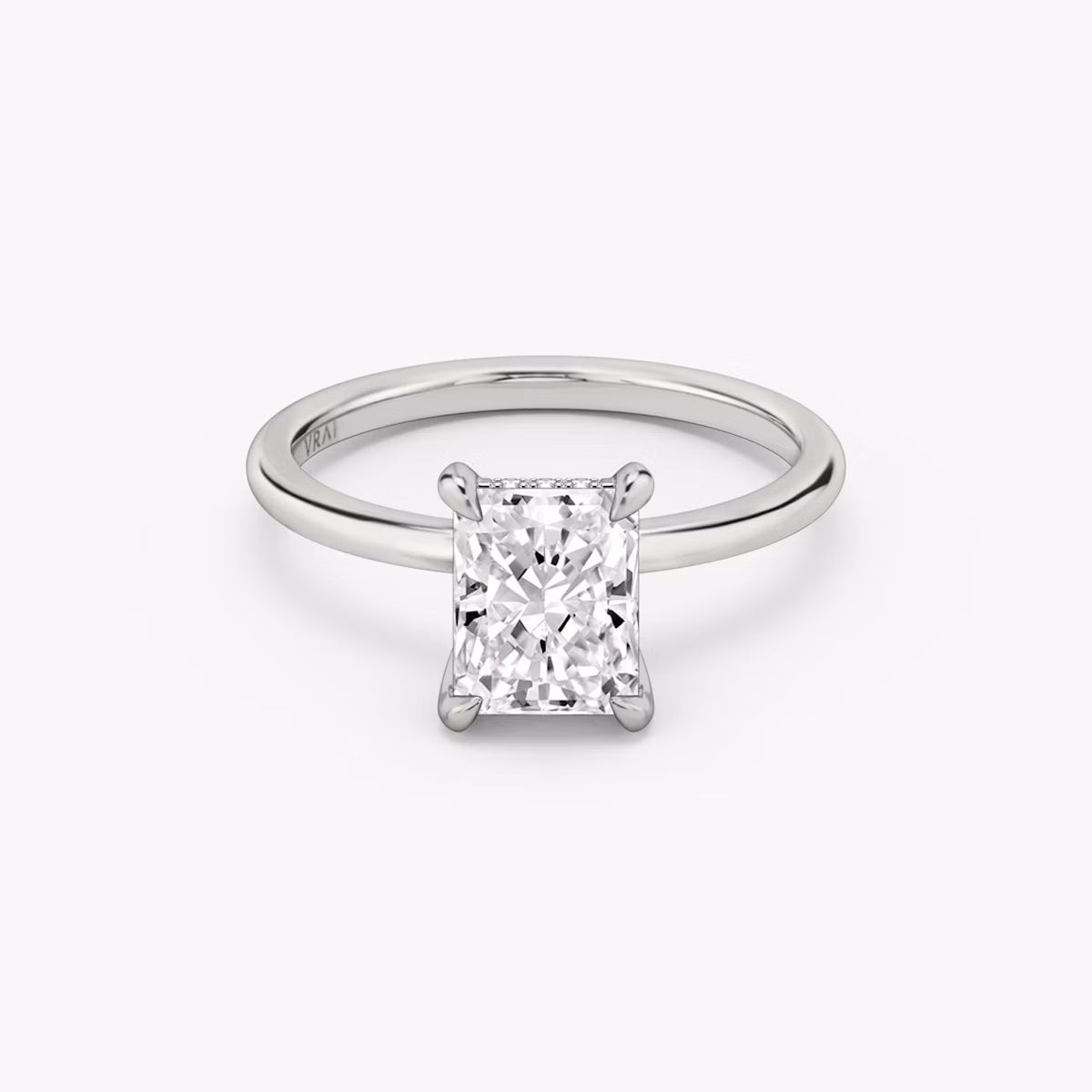 The Classic Hidden Halo | Radiant | 18k | White Gold | bandAccent: Plain | bandWidth: standard | prongStyle: Plain | diamondOrientation: vertical | caratWeight: other