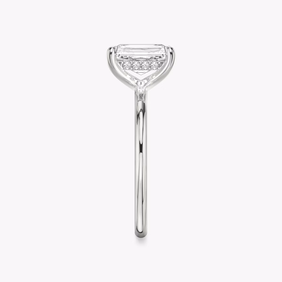 The Classic Hidden Halo | Radiant | 18k | White Gold | bandAccent: Plain | bandWidth: standard | prongStyle: Plain | diamondOrientation: vertical | caratWeight: other