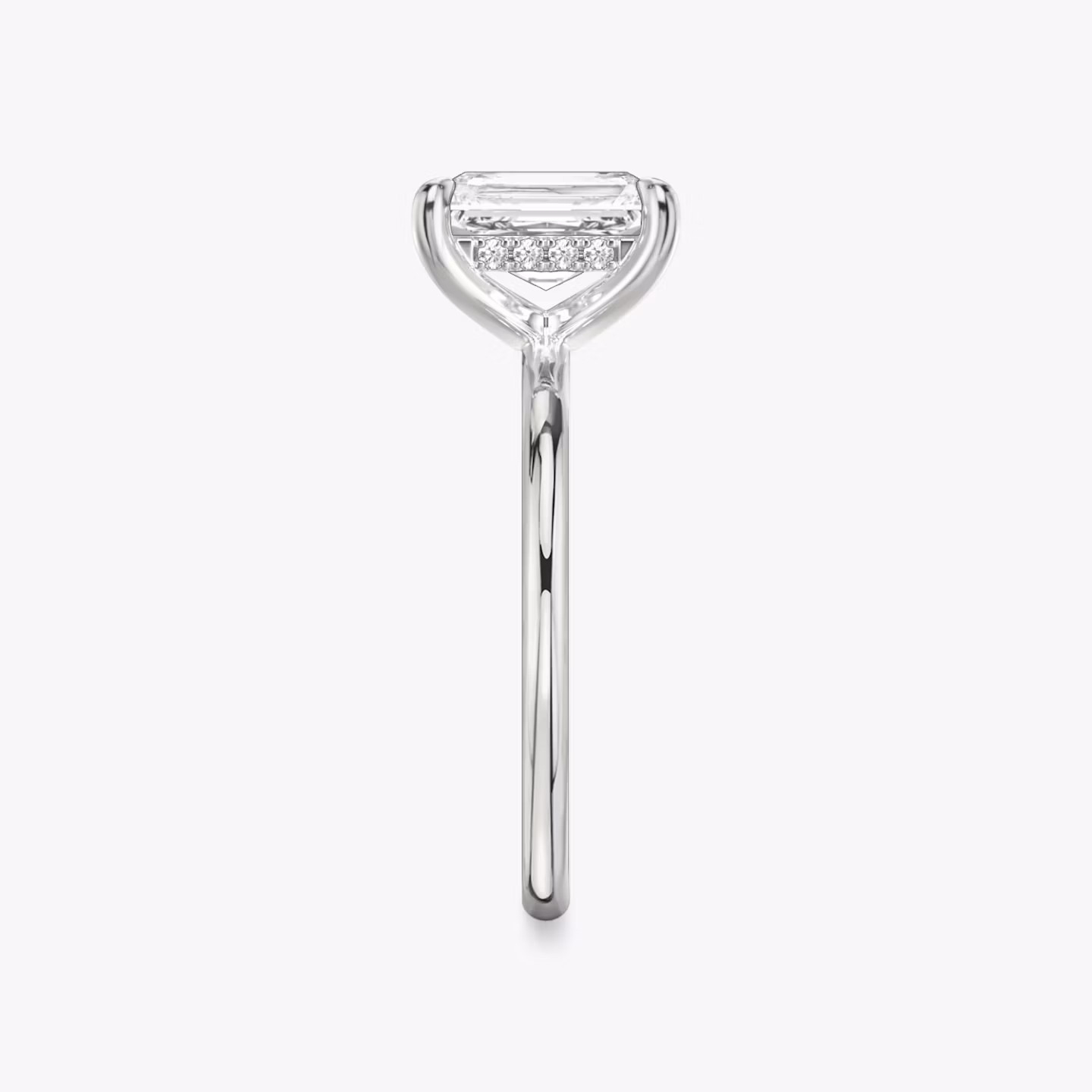 The Classic Hidden Halo | Radiant | 18k | White Gold | bandAccent: Plain | bandWidth: standard | prongStyle: Plain | diamondOrientation: vertical | caratWeight: other
