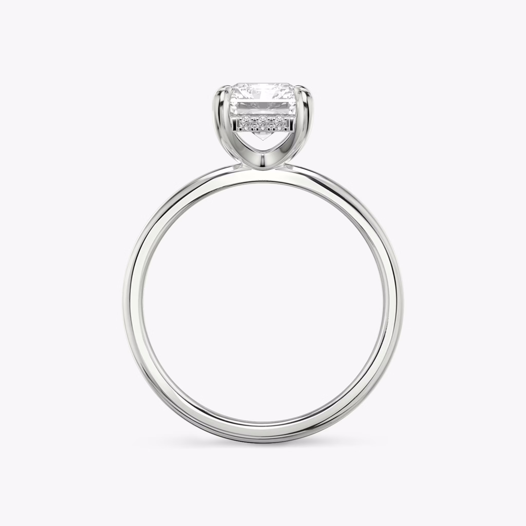 The Classic Hidden Halo | Radiant | 18k | White Gold | bandAccent: Plain | bandWidth: standard | prongStyle: Plain | diamondOrientation: vertical | caratWeight: other