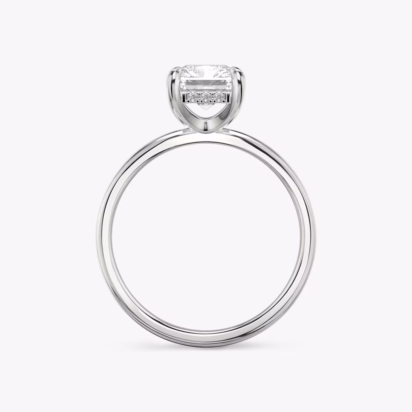 The Classic Hidden Halo | Radiant | 18k | White Gold | bandAccent: Plain | bandWidth: standard | prongStyle: Plain | diamondOrientation: vertical | caratWeight: other
