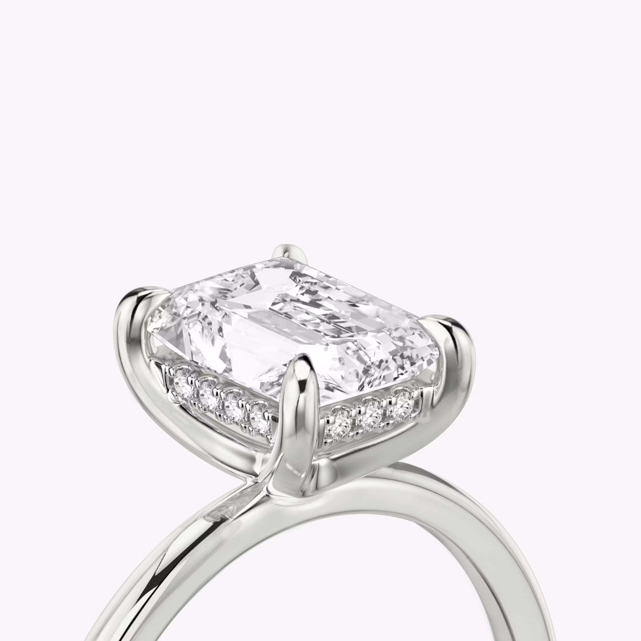 The Classic Hidden Halo | Radiant | 18k | White Gold | bandAccent: Plain | bandWidth: standard | prongStyle: Plain | diamondOrientation: vertical | caratWeight: other