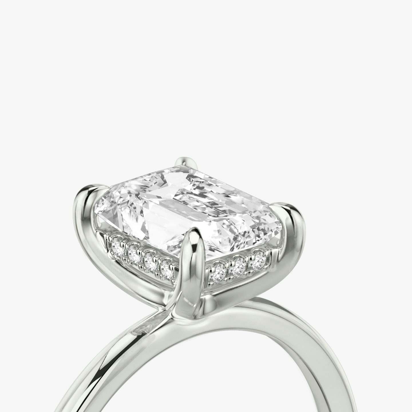 The Classic Hidden Halo | Radiant | 18k | White Gold | bandAccent: Plain | bandWidth: standard | prongStyle: Plain | diamondOrientation: vertical | caratWeight: other