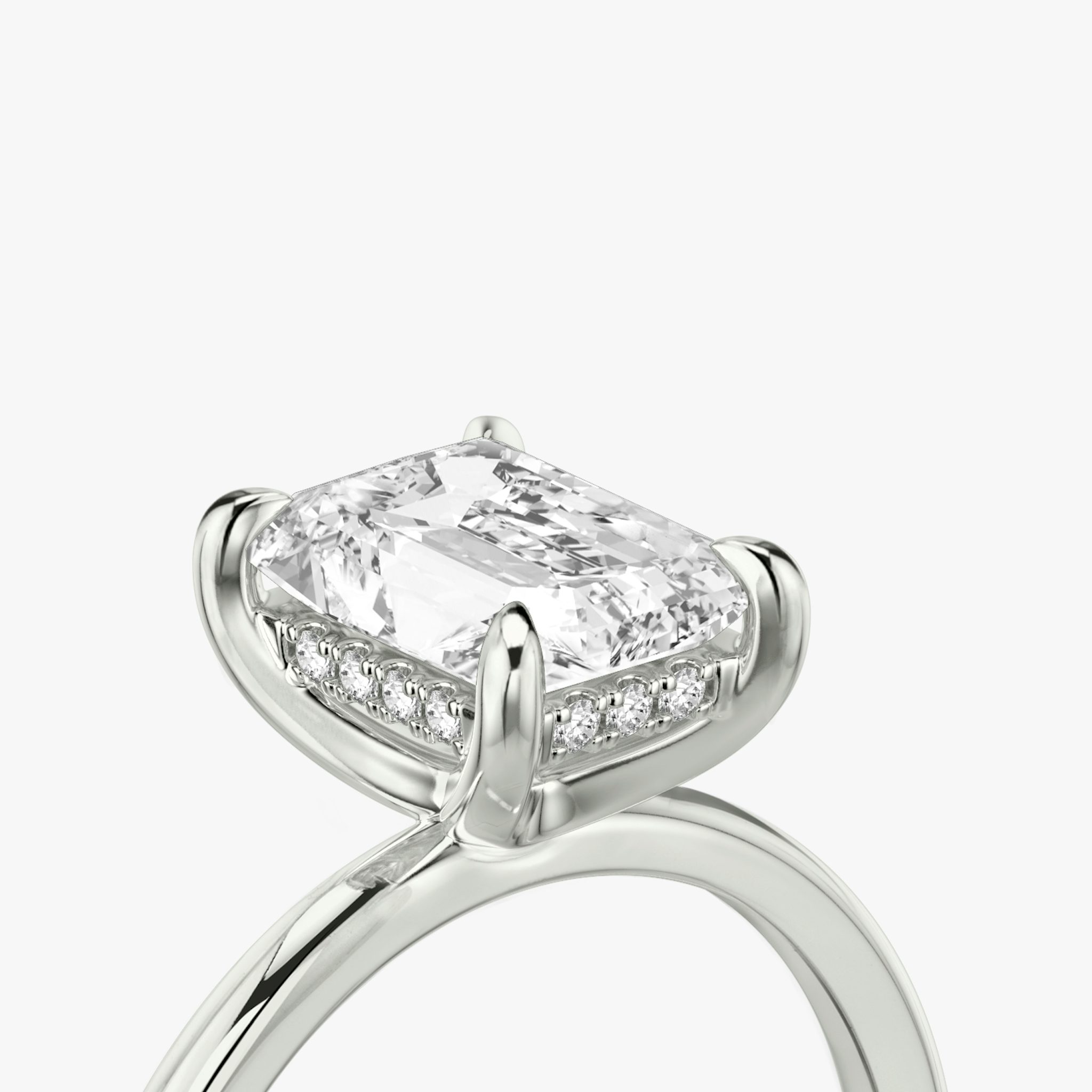 The Classic Hidden Halo | Radiant | 18k | White Gold | bandAccent: Plain | bandWidth: standard | prongStyle: Plain | diamondOrientation: vertical | caratWeight: other
