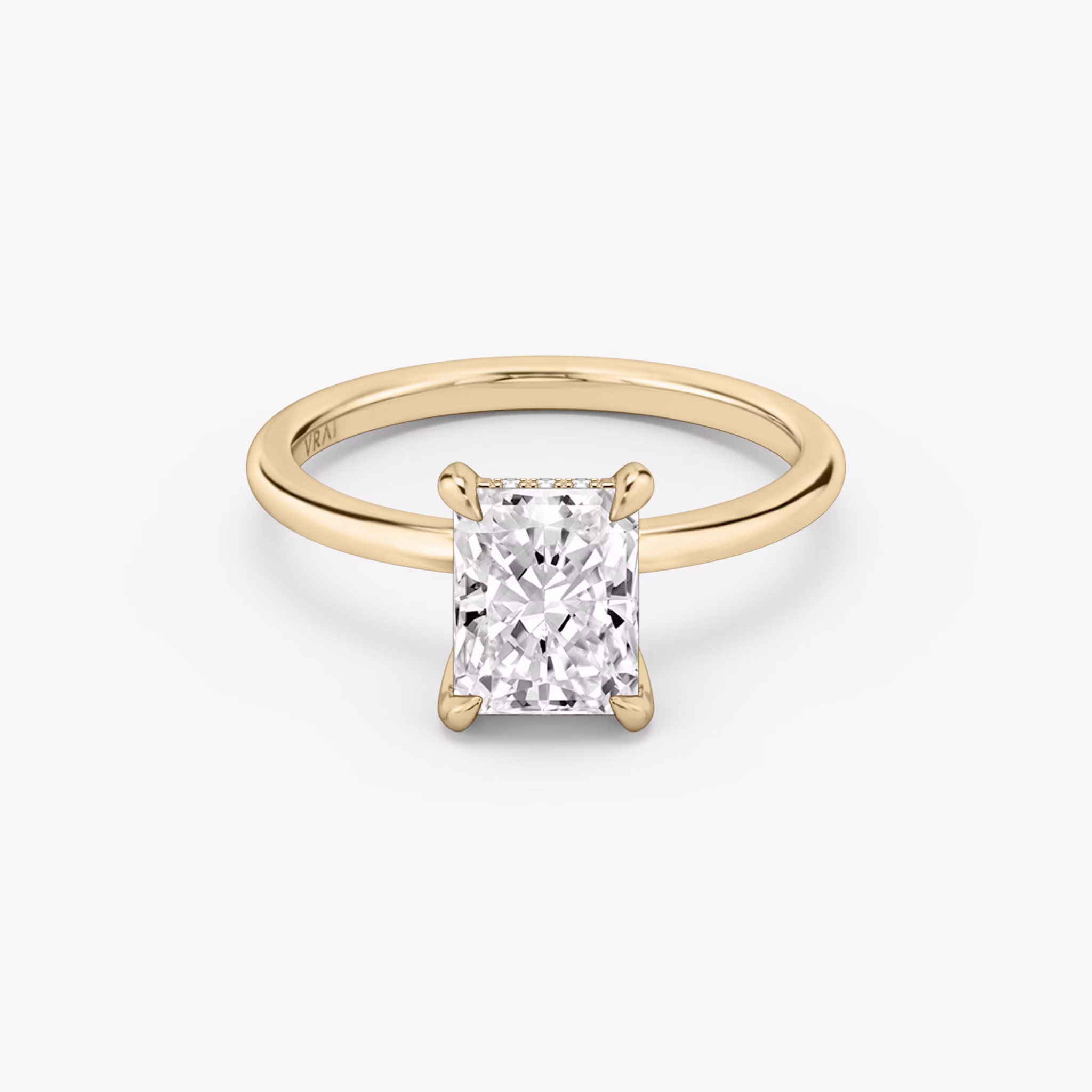 The Classic Hidden Halo | Radiant | 14k | Rose Gold | bandAccent: Plain | bandWidth: standard | prongStyle: Plain | diamondOrientation: vertical | caratWeight: other