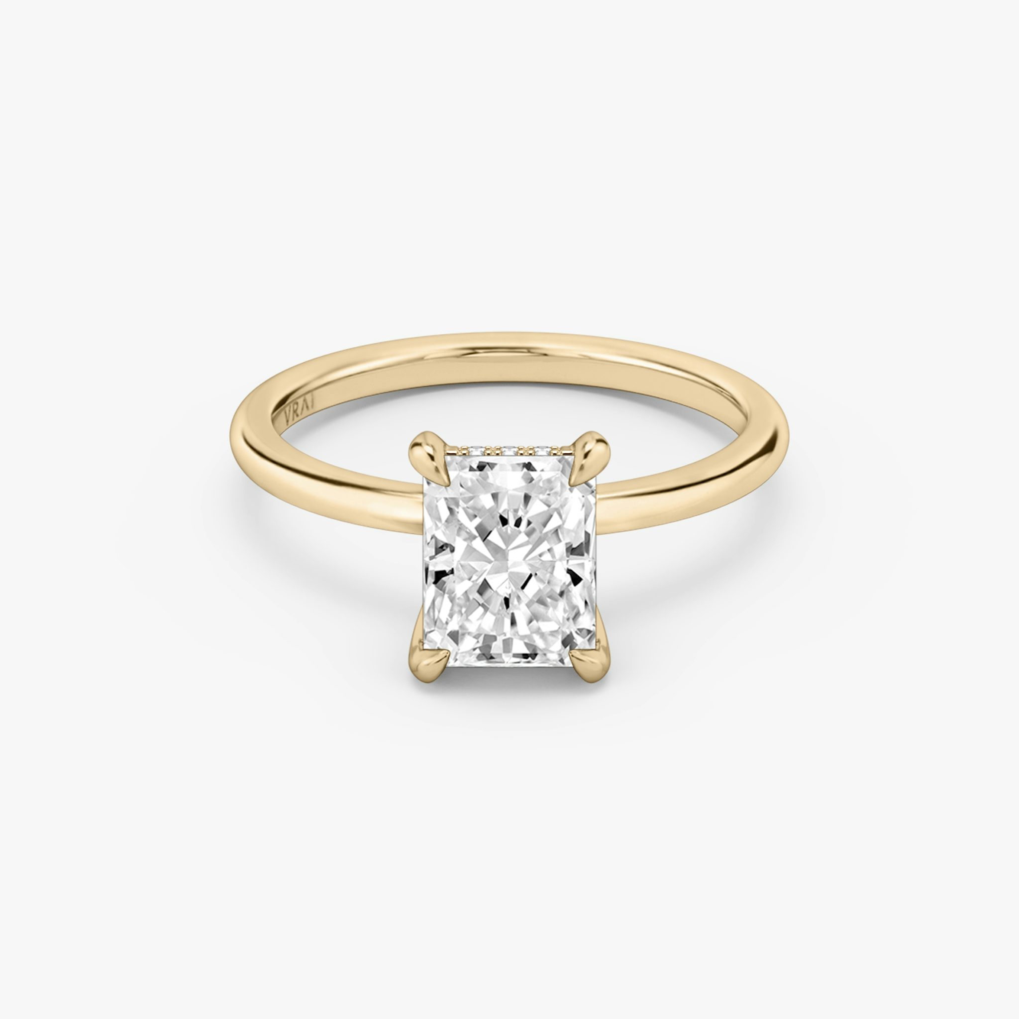 The Classic Hidden Halo | Radiant | 14k | Rose Gold | bandAccent: Plain | bandWidth: standard | prongStyle: Plain | diamondOrientation: vertical | caratWeight: other